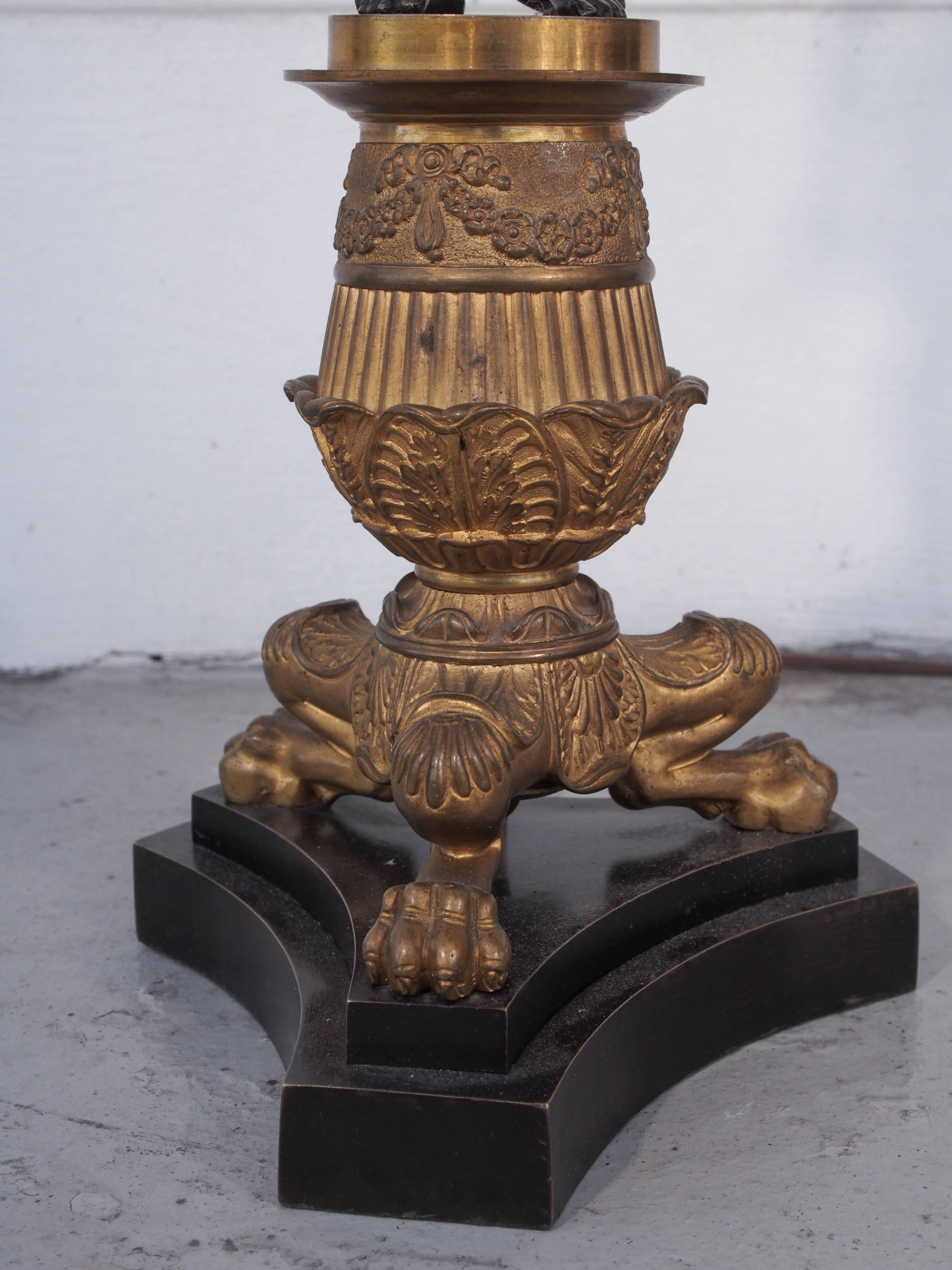 French Empire, Gilt and Patinated Bronze Figural Candlestick Now as Lamp 2