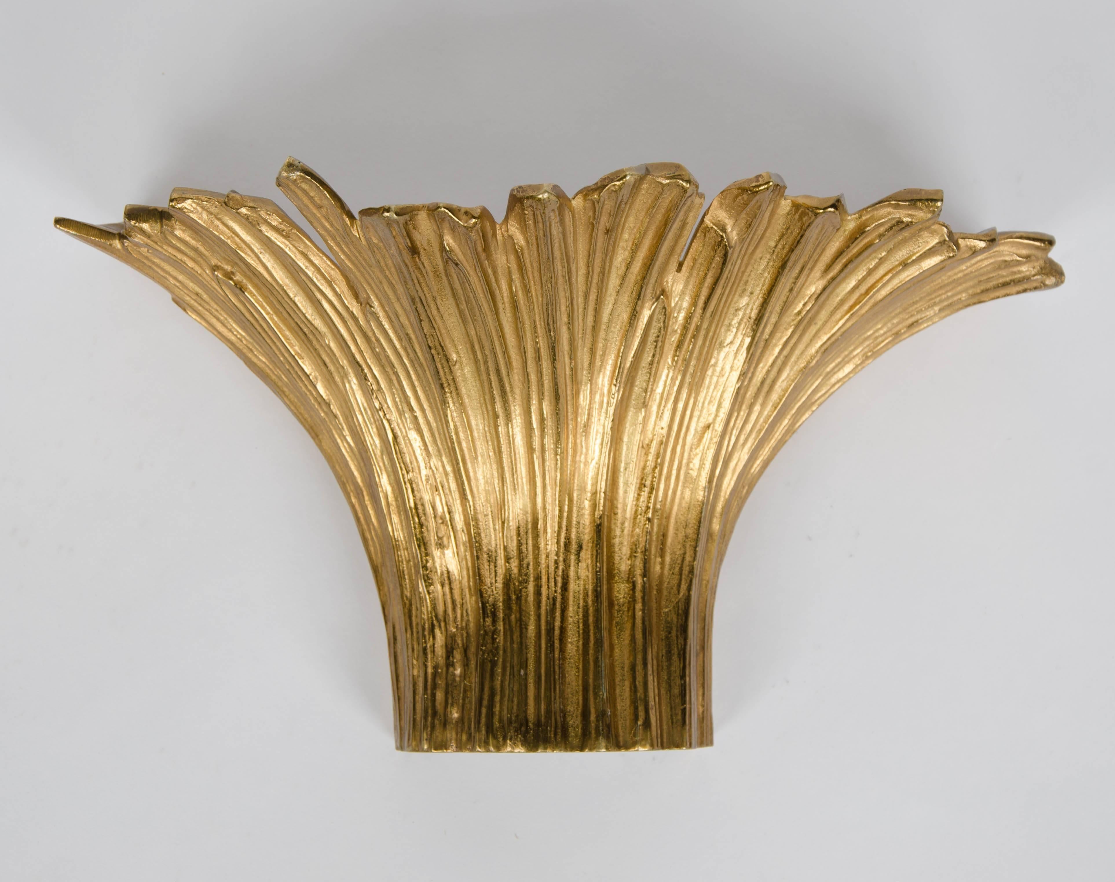 Super quality set of 3 Maison Charles Cascade sconces, cast ormolu stamped 'Charles' & 'Made in France' one signed by Chrystiane Charles, circa 1970

Provenance: The estate of Chrystiane Charles