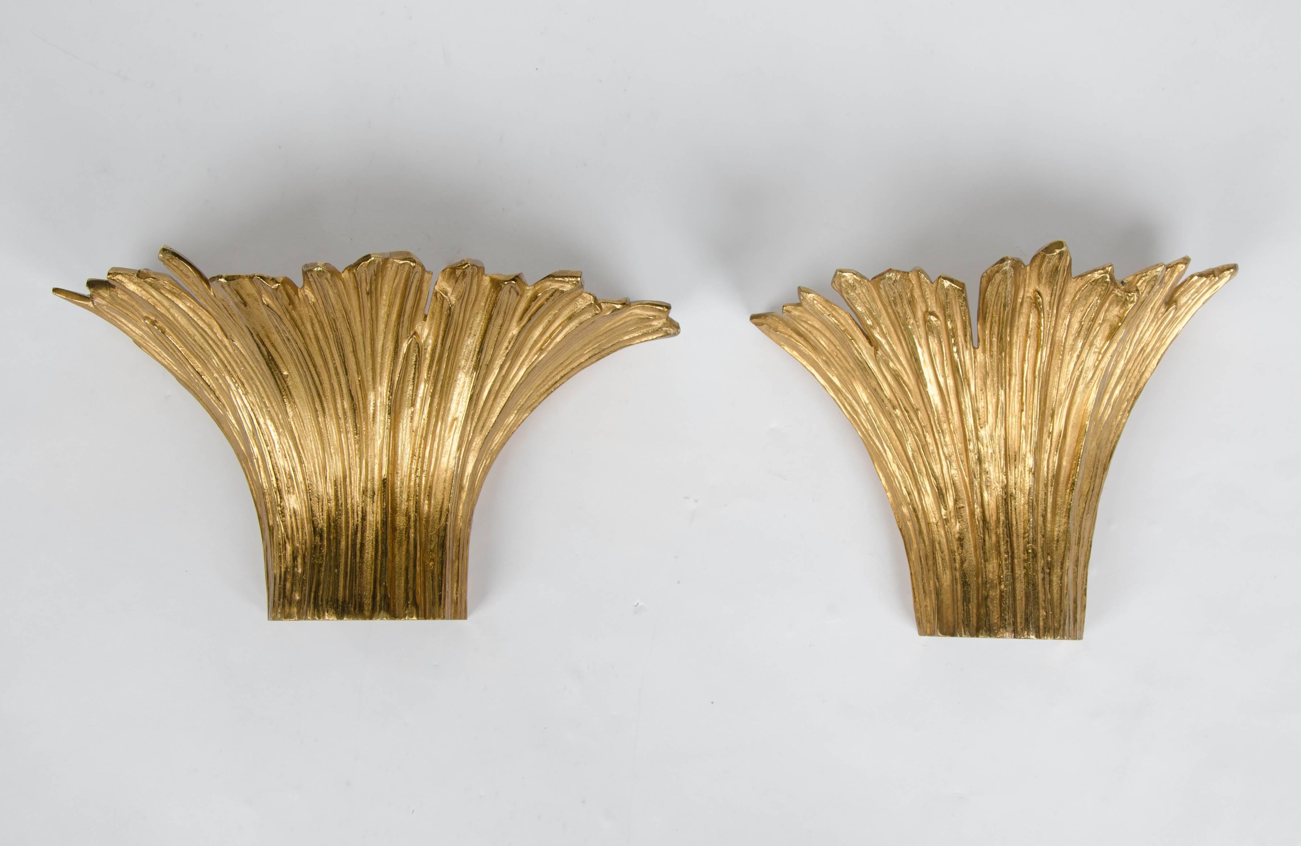 Bronze set of 3 Maison Charles Cascade sconces
