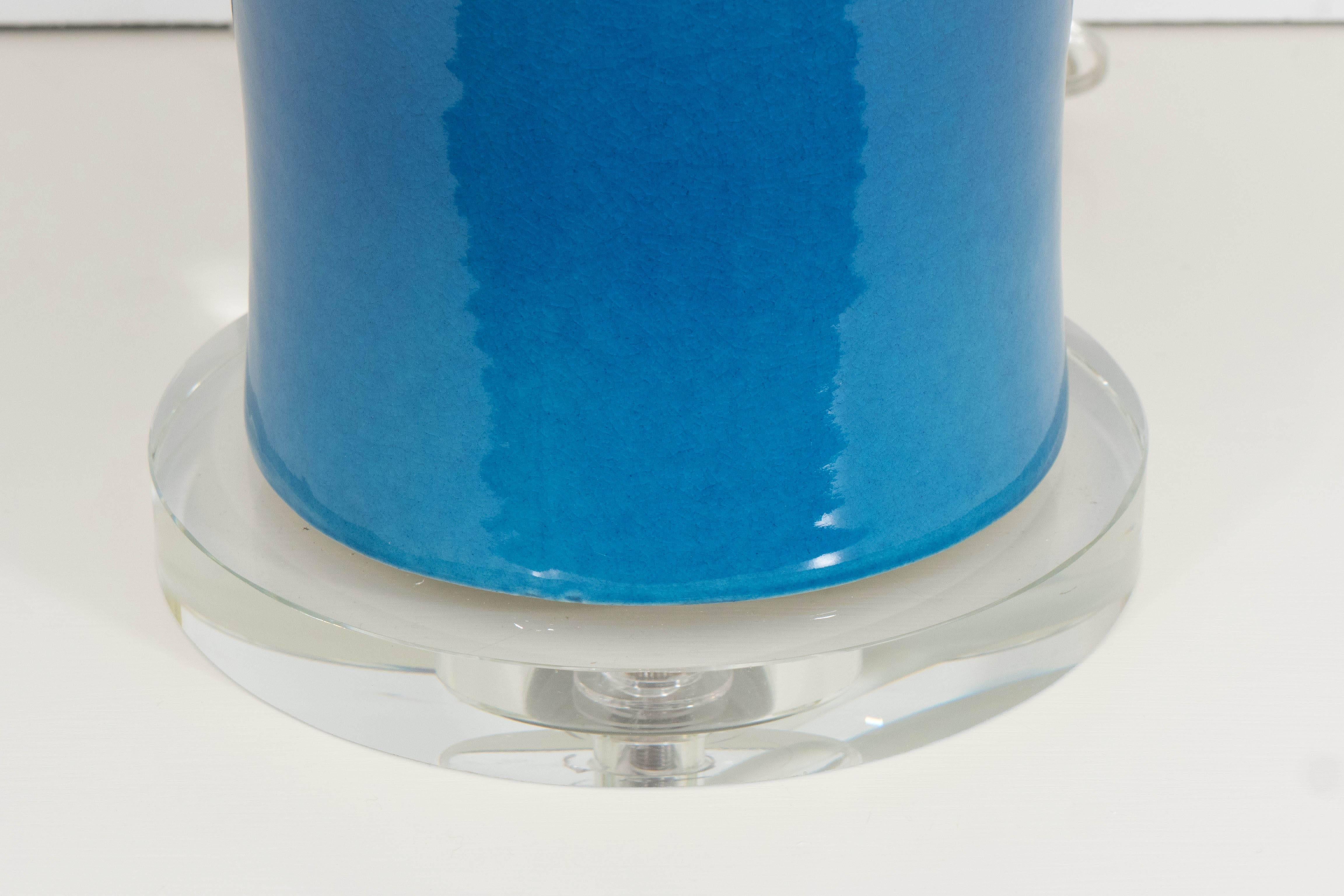 Chinese Large Blue Porcelain Lamp
