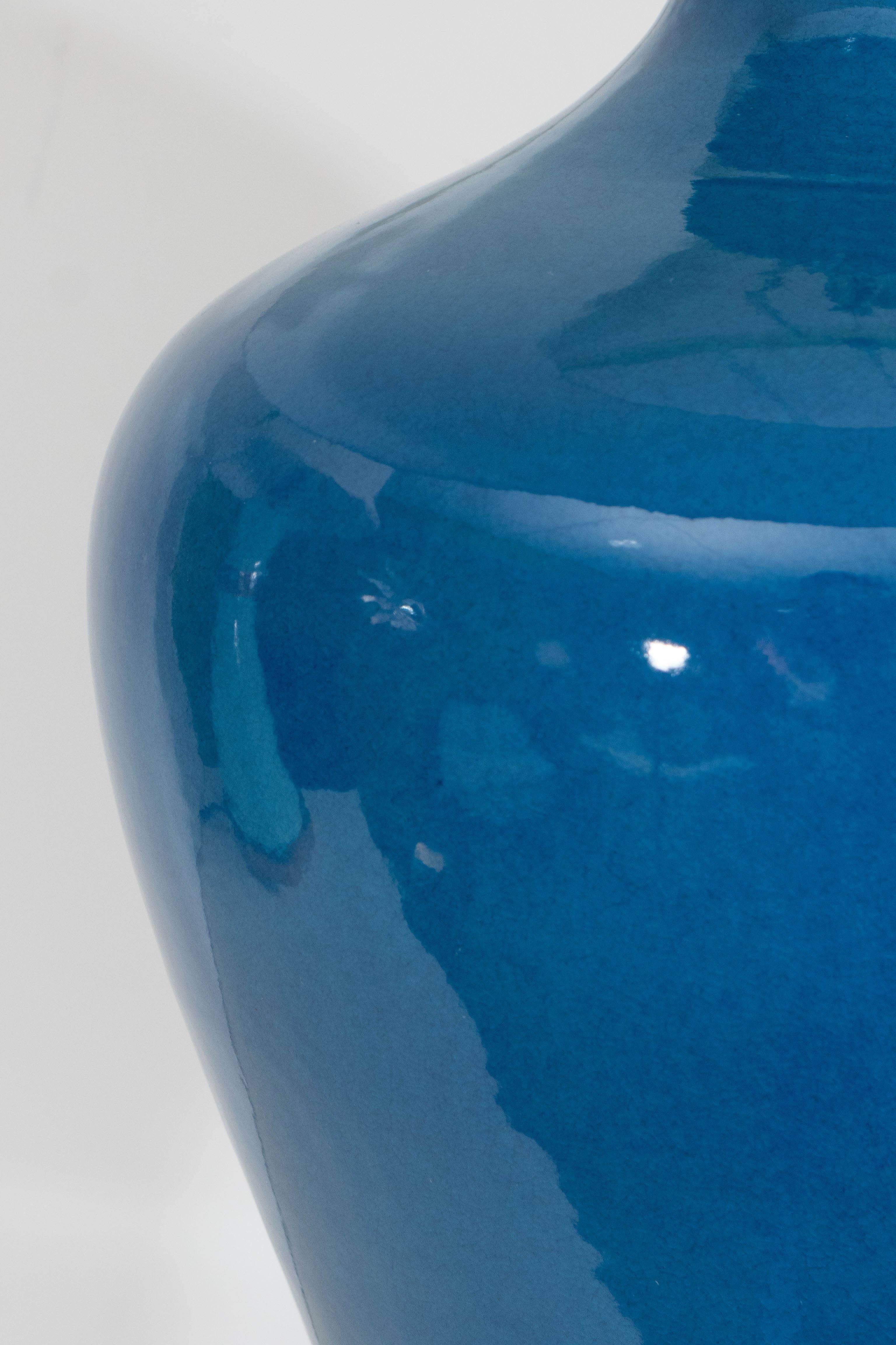 20th Century Large Blue Porcelain Lamp