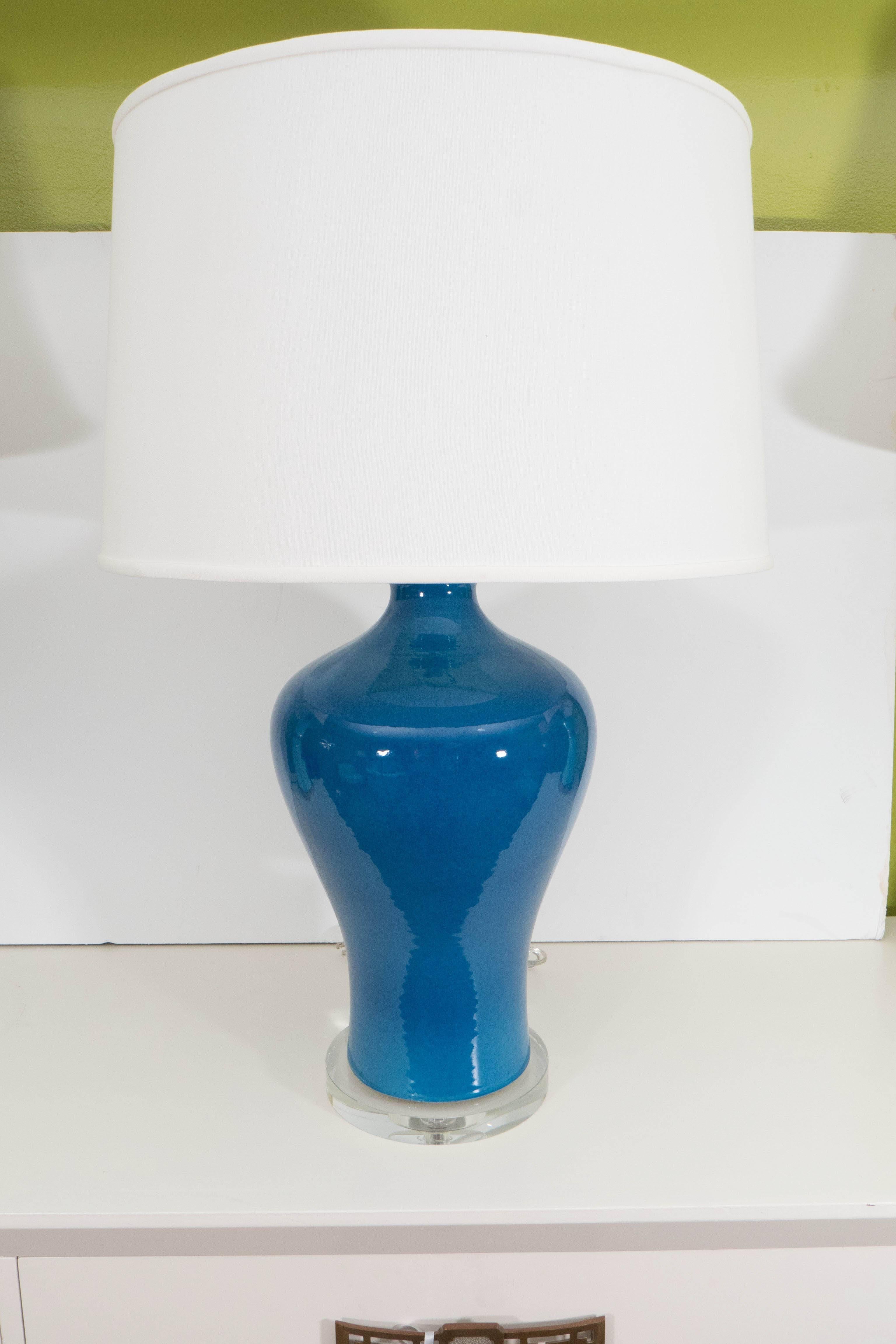Large Blue Porcelain Lamp 1