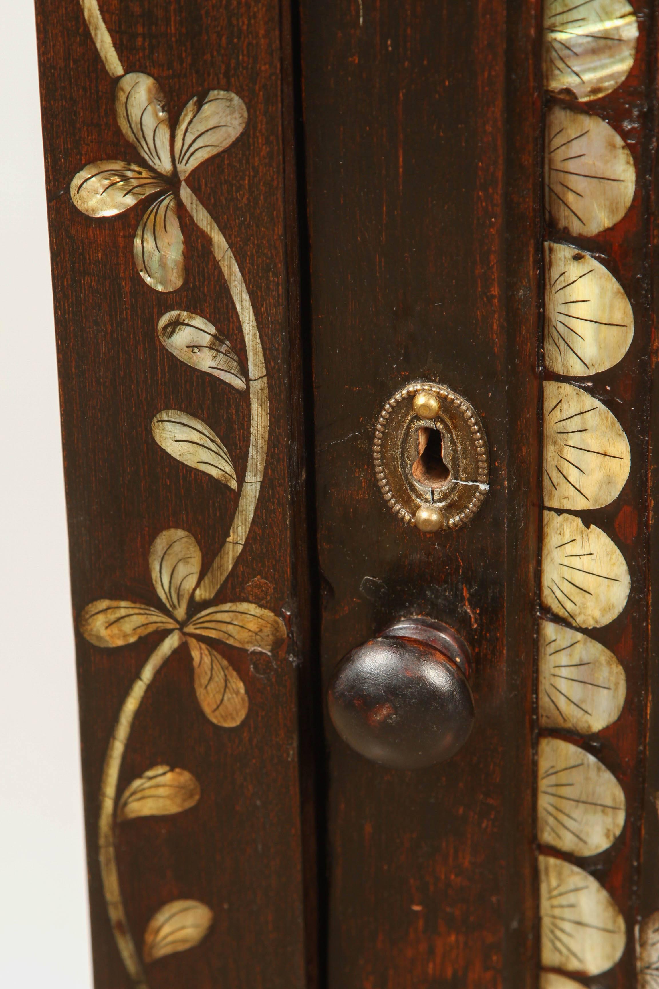 French Colonial Rosewood and Mother-of-Pearl Inlaid Cabinet In Good Condition In Pasadena, CA