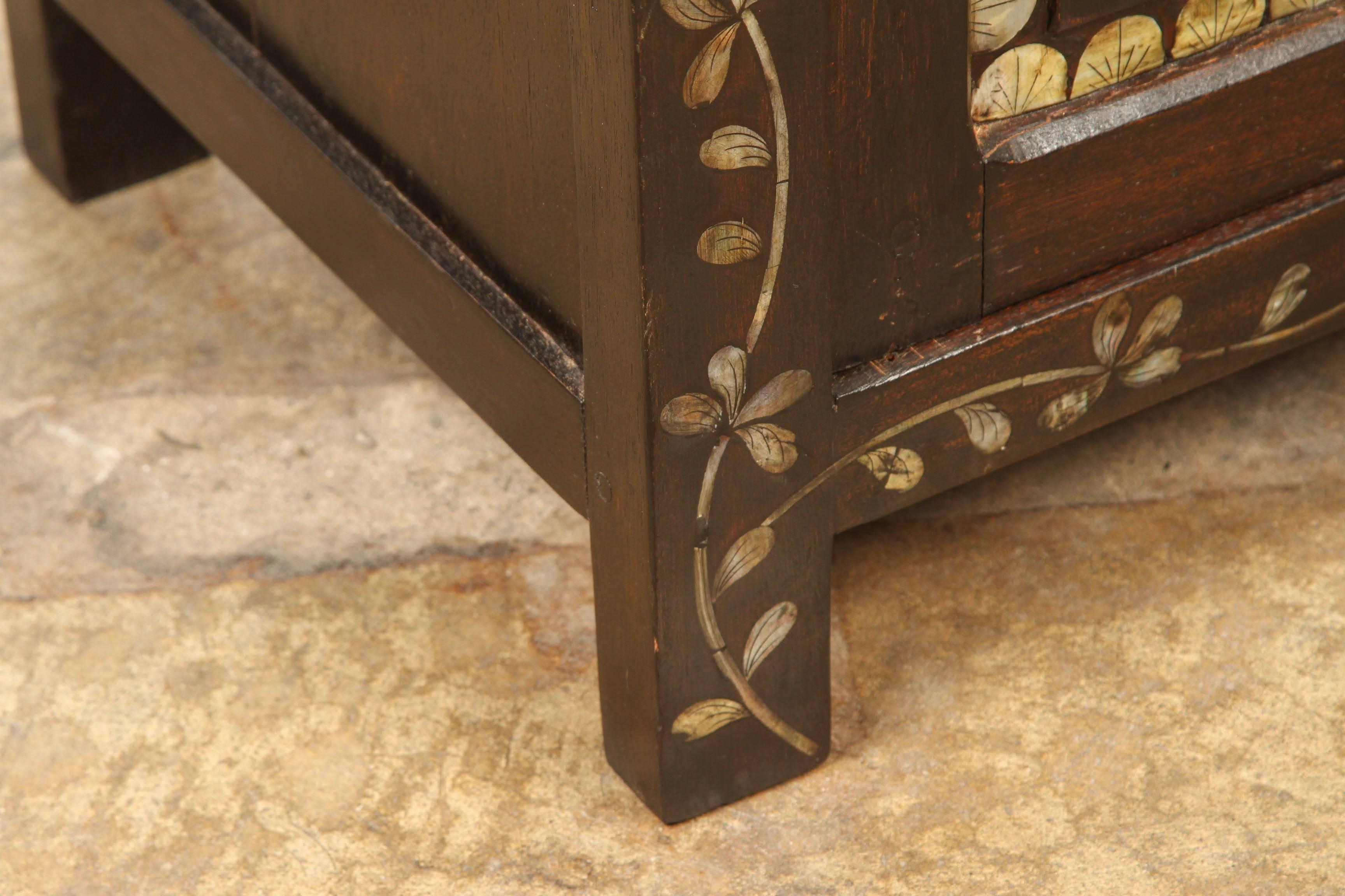 French Colonial Rosewood and Mother-of-Pearl Inlaid Cabinet 1