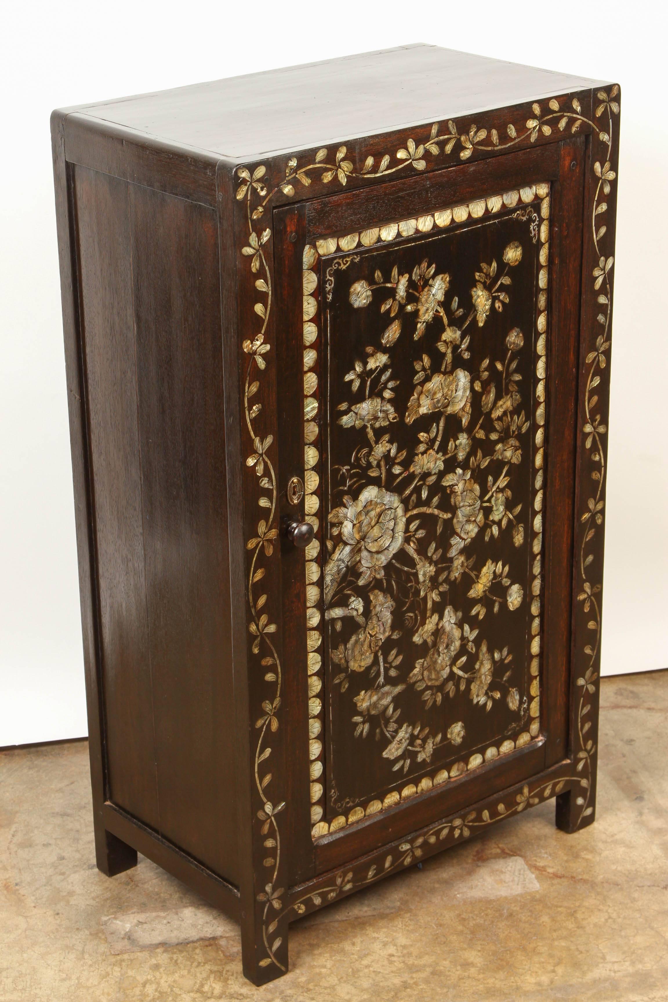 French Colonial Rosewood and Mother-of-Pearl Inlaid Cabinet 2