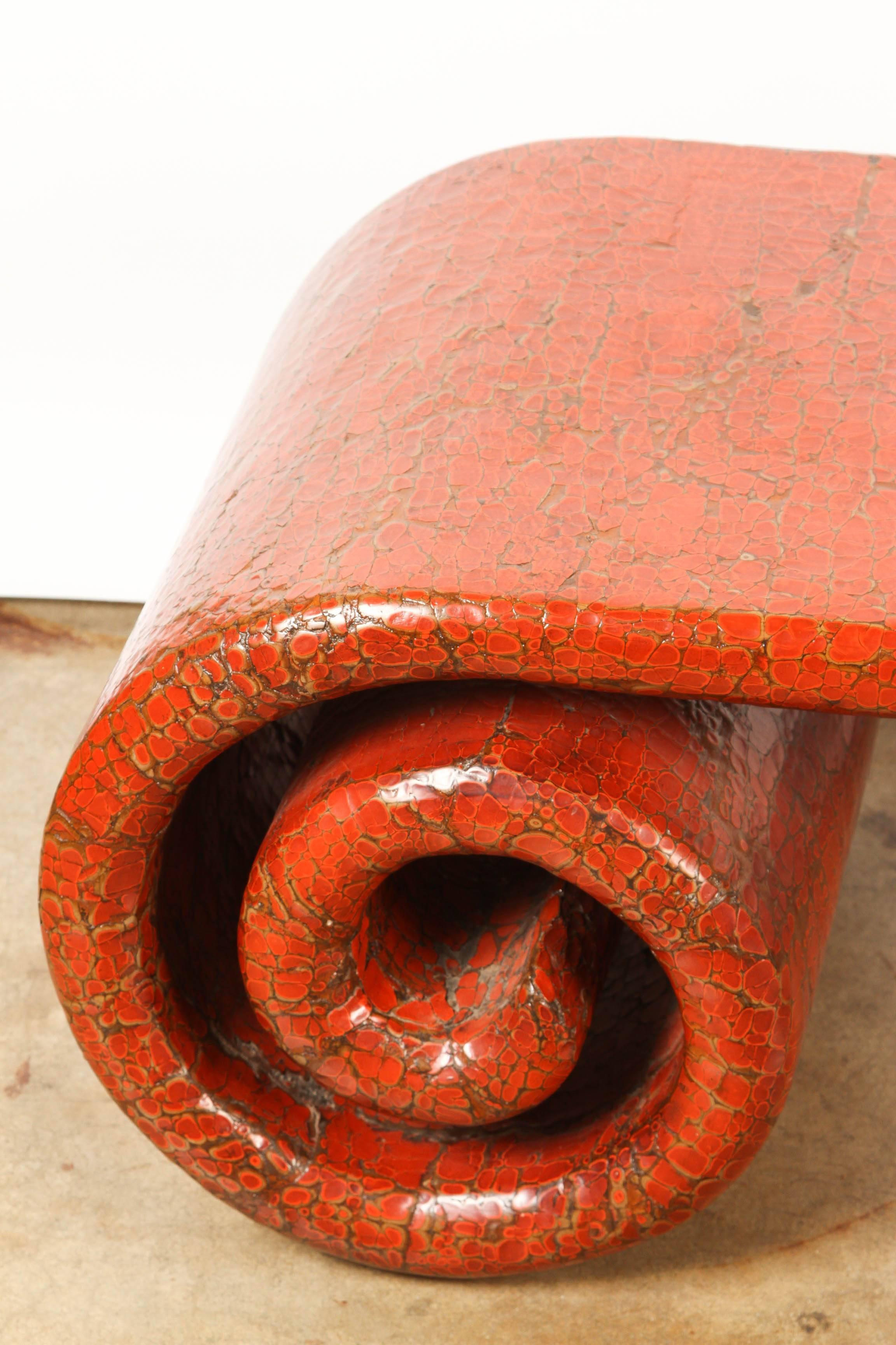 Qing Red Lacquer Scroll Table For Sale