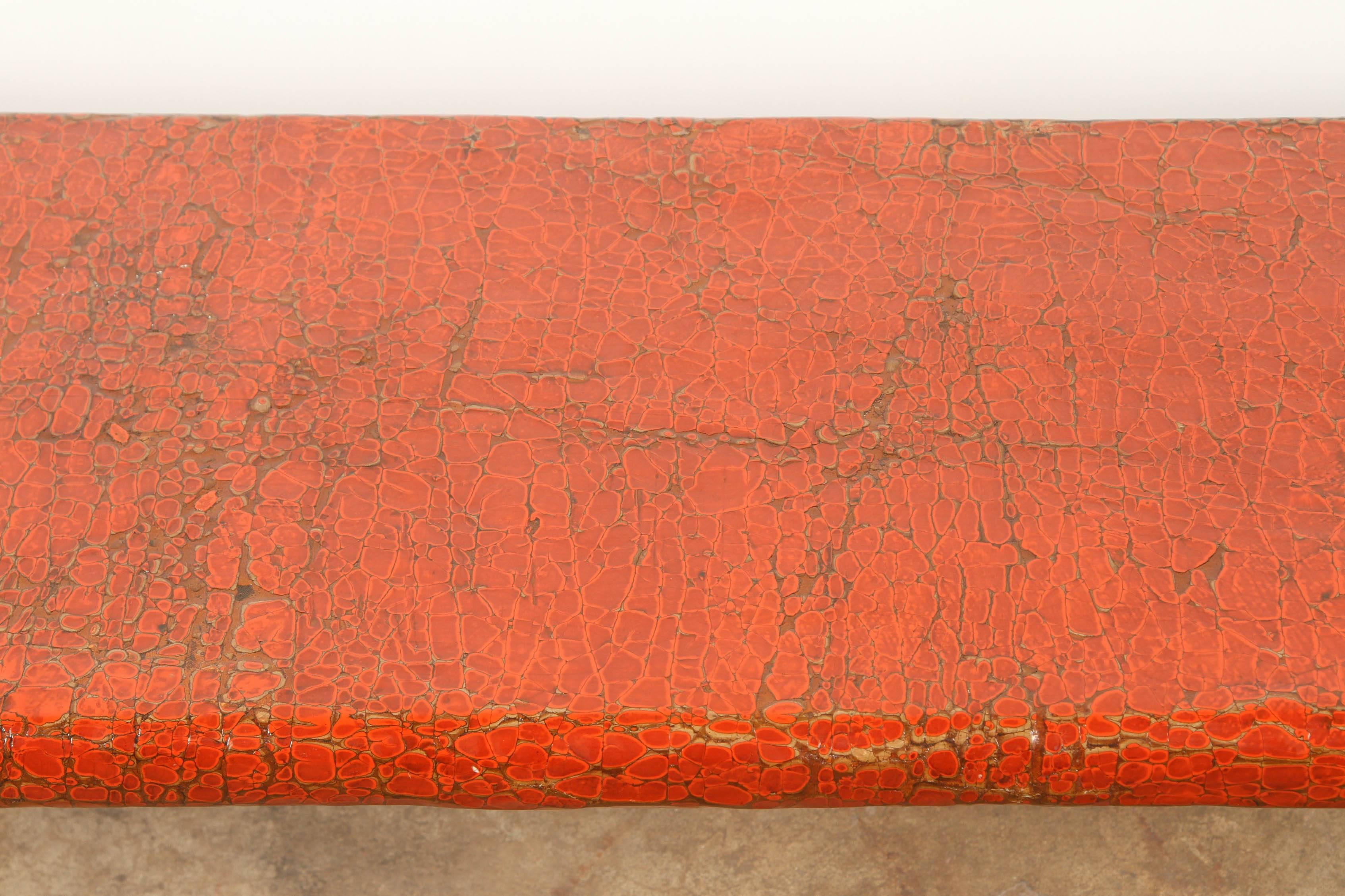 Red Lacquer Scroll Table In Good Condition For Sale In Pasadena, CA