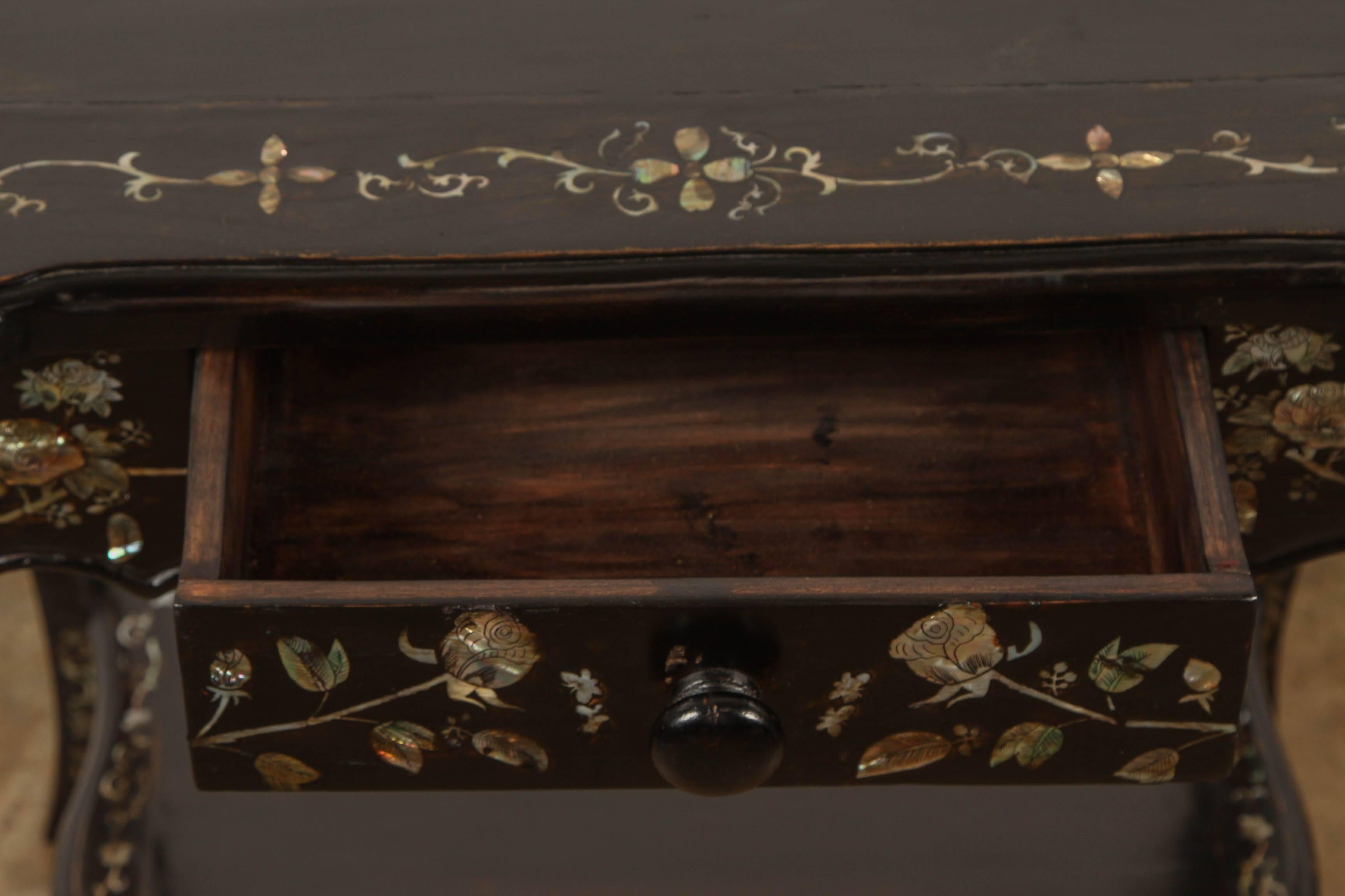 Vietnamese Pair of French Colonial Rosewood and Mother-of-Pearl Sidetables