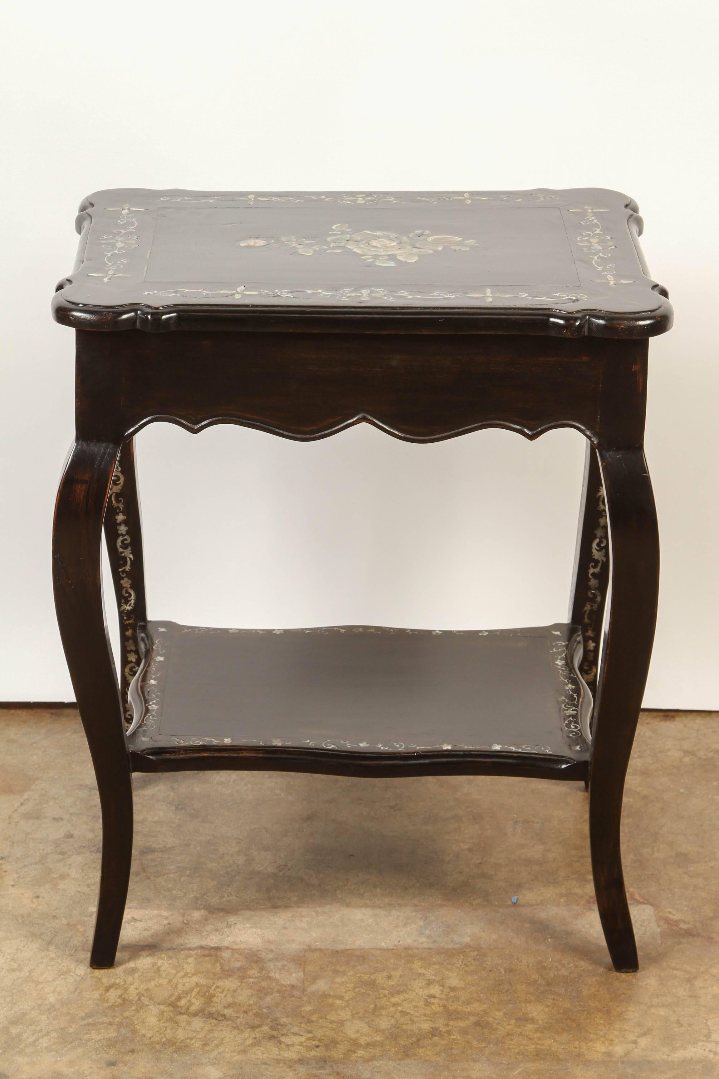 Pair of French Colonial Rosewood and Mother-of-Pearl Sidetables 3