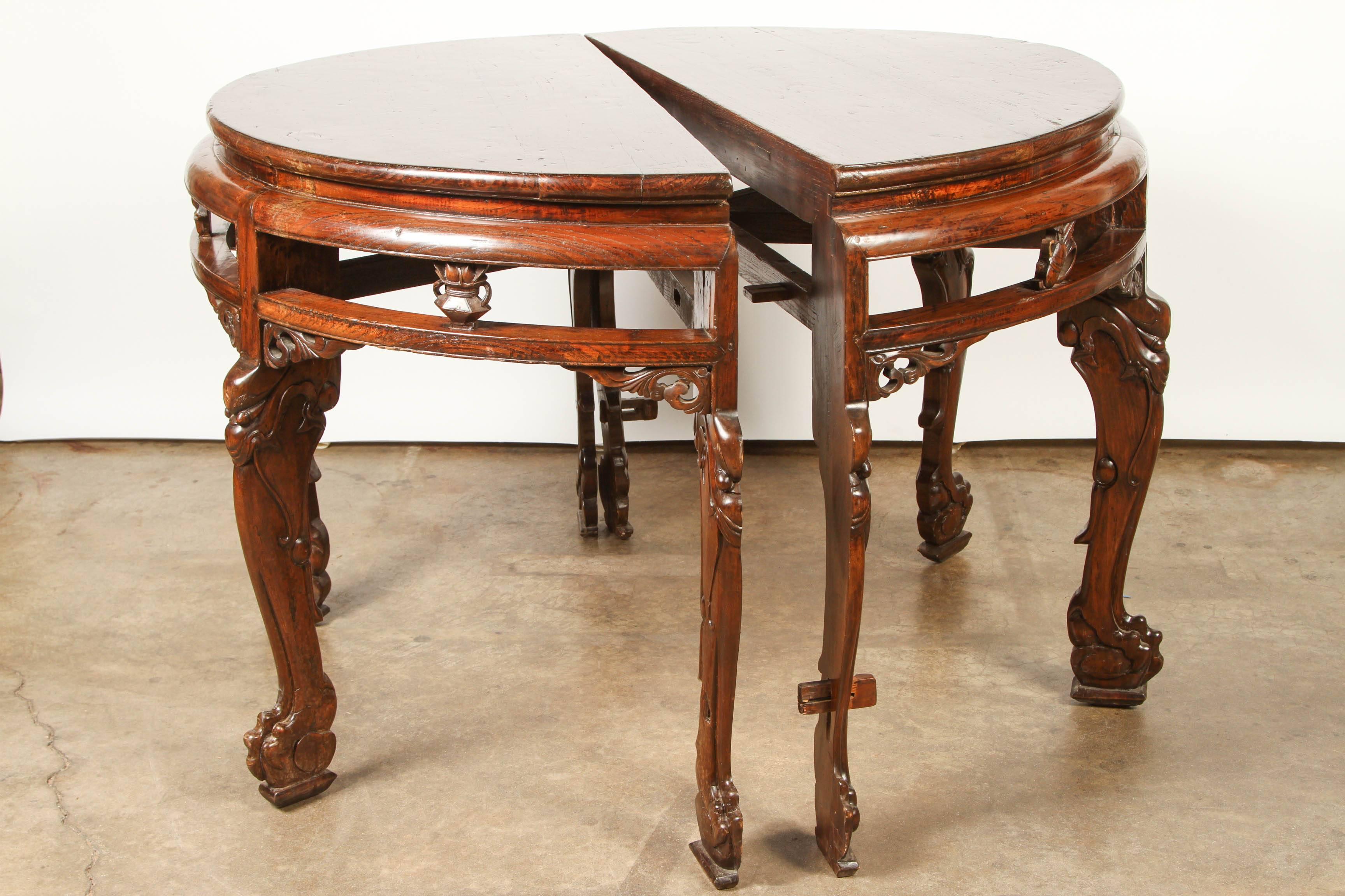 19th Century Chinese Center table or Pair of Demi Lunes