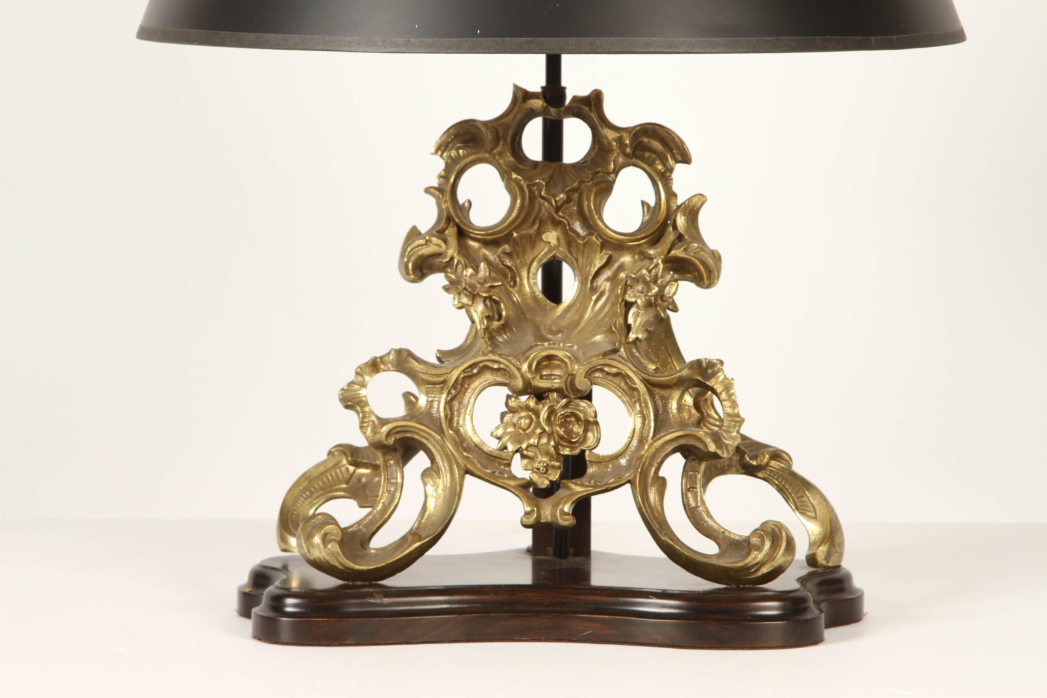 Rococo Pair of 19th Century Bronze Chenets Lamps