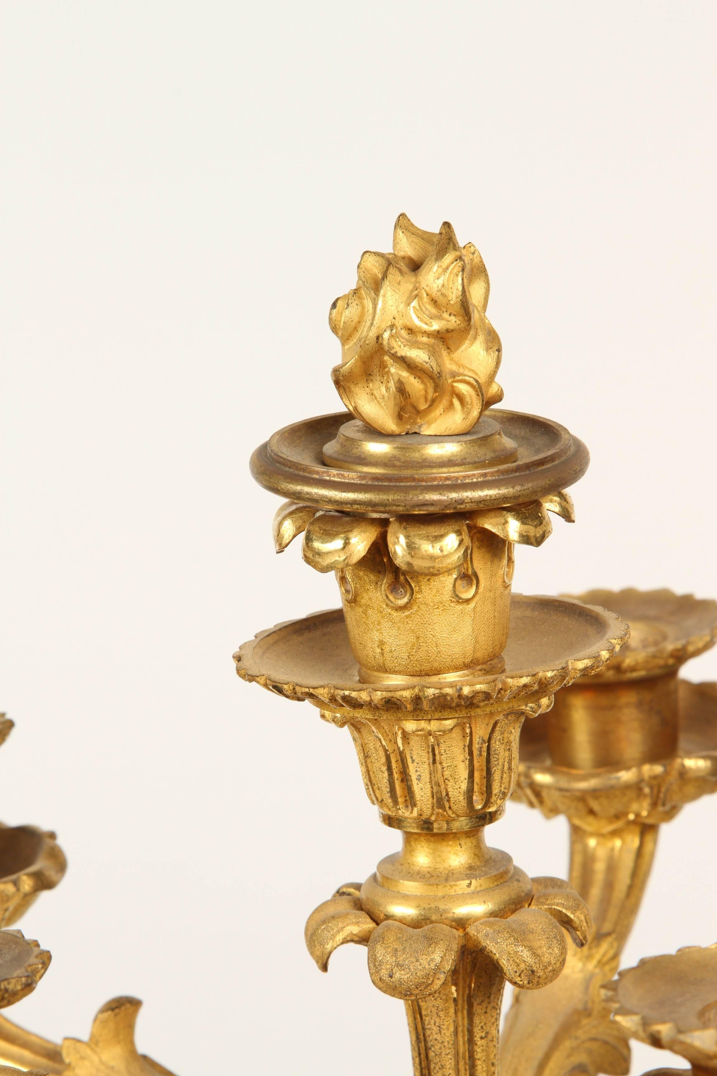 French Pair of Large Gilt Bronze Candelabra