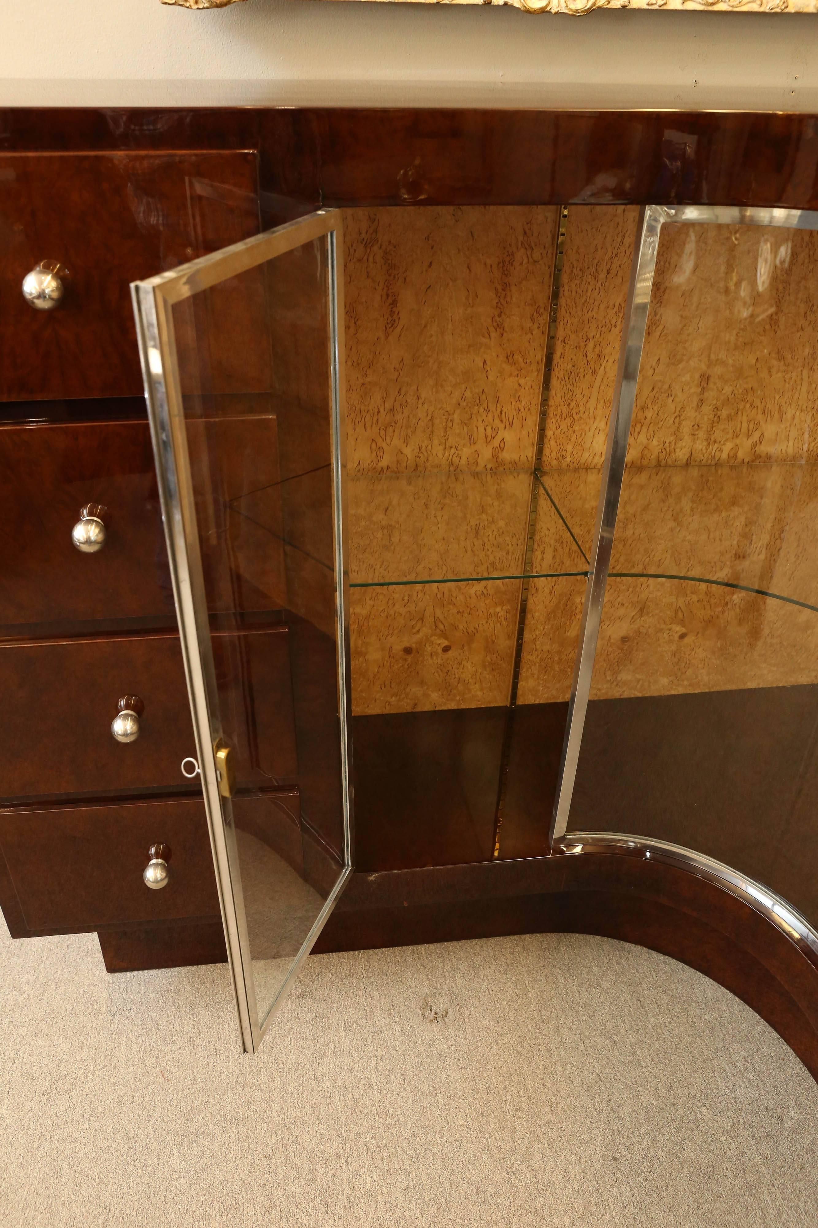 Art Deco French Demilune Corner Cabinet In Good Condition For Sale In Houston, TX