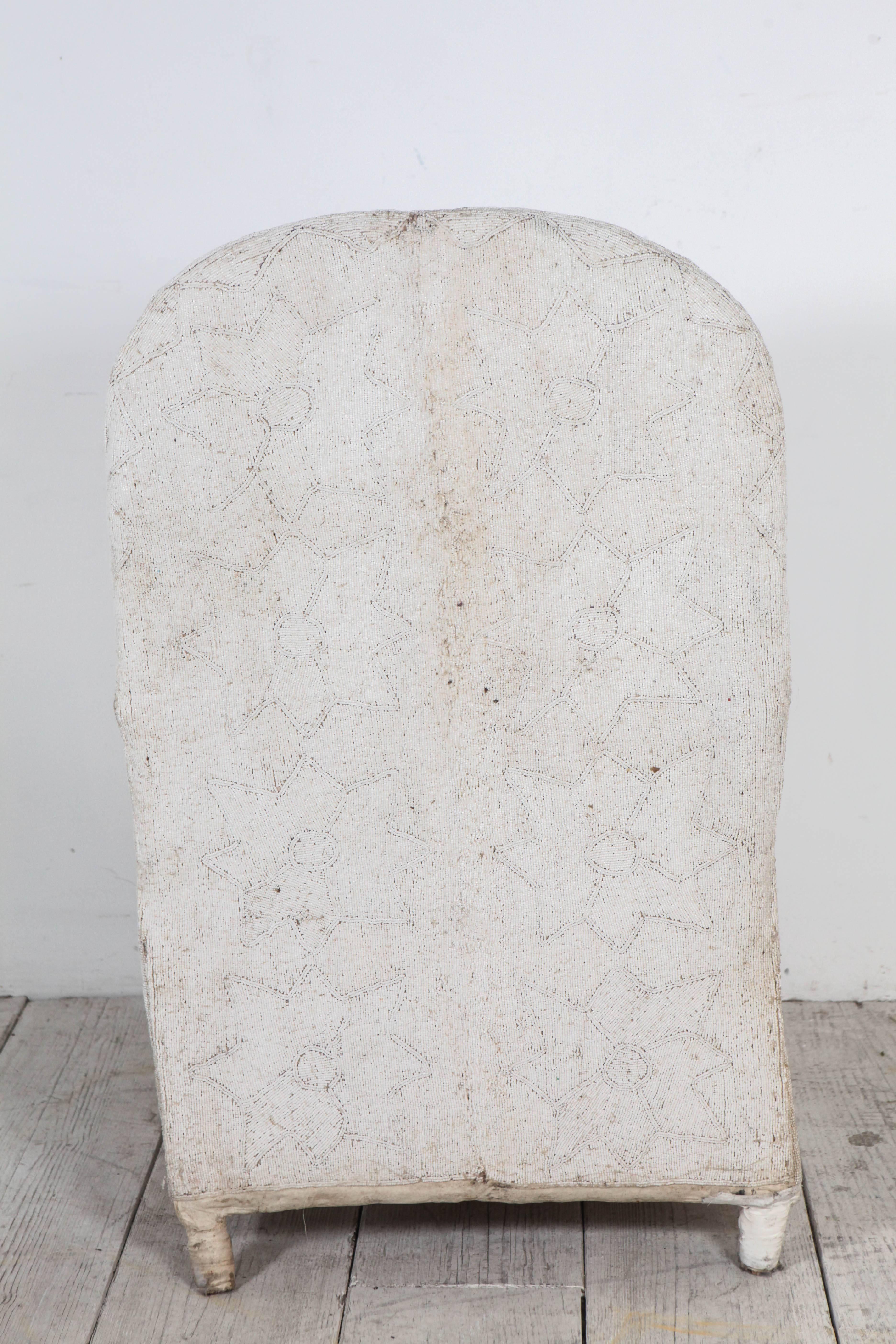 White African Beaded Yoruba Chair from Nigeria 1
