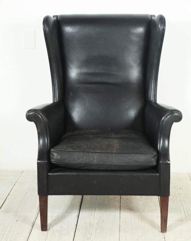 Italian Black Leather High Wingback Chair At 1stdibs Beautiful Tall Wingback Lounge Chair With Scrolled Arms