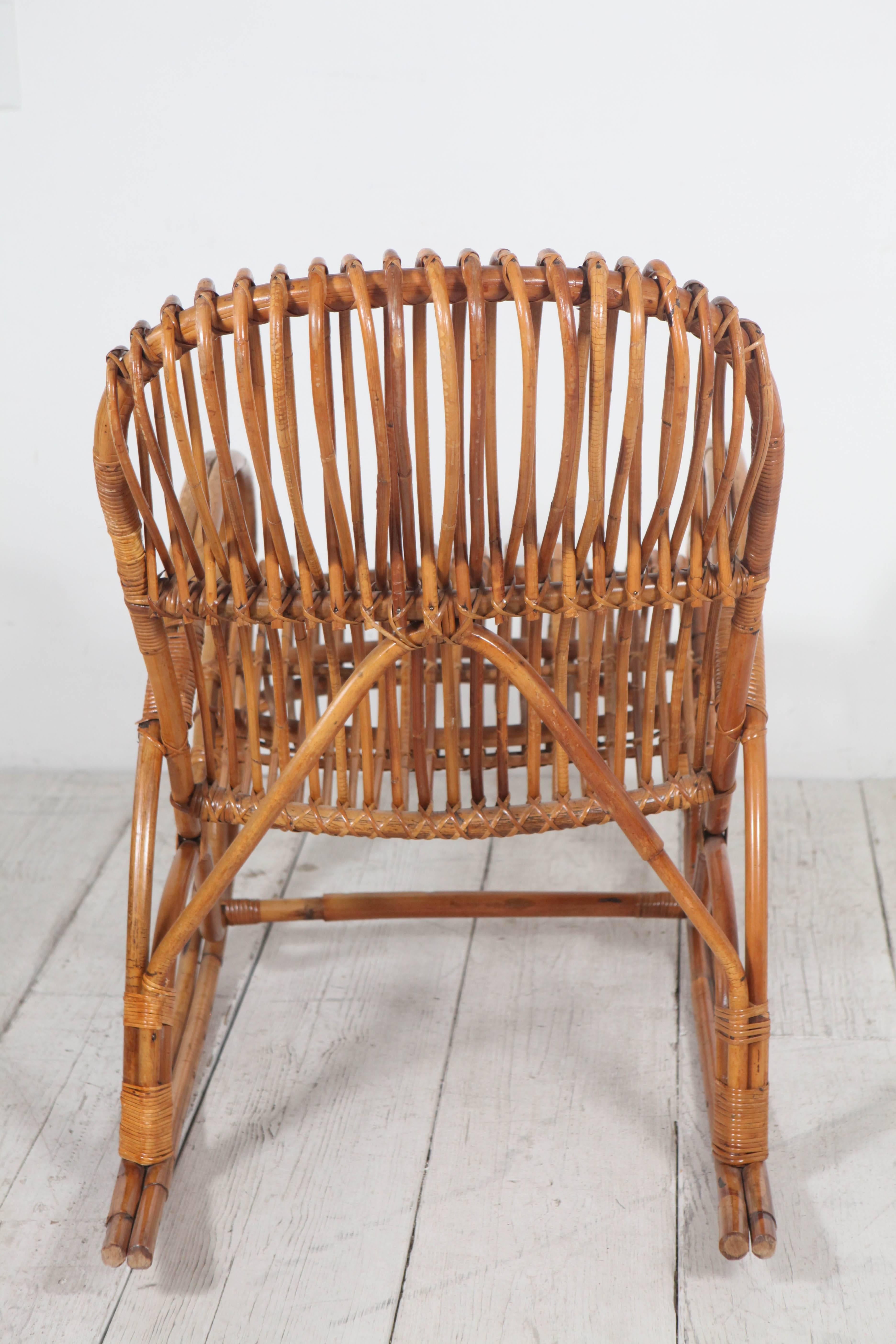 Vintage Italian Bamboo Rocking Chair 2
