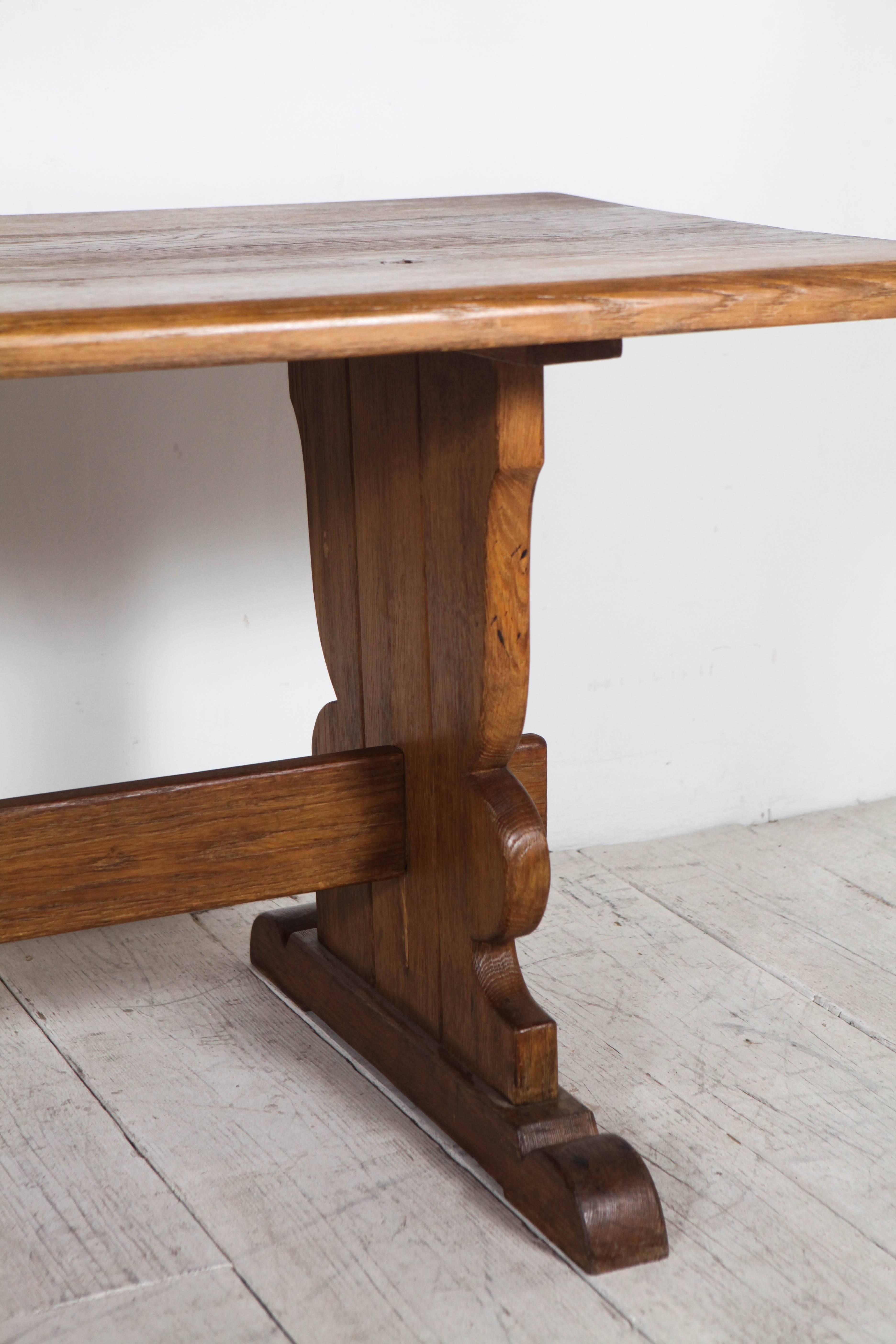 Rustic Vintage Rectangular Wood Trestle Farmhouse Table