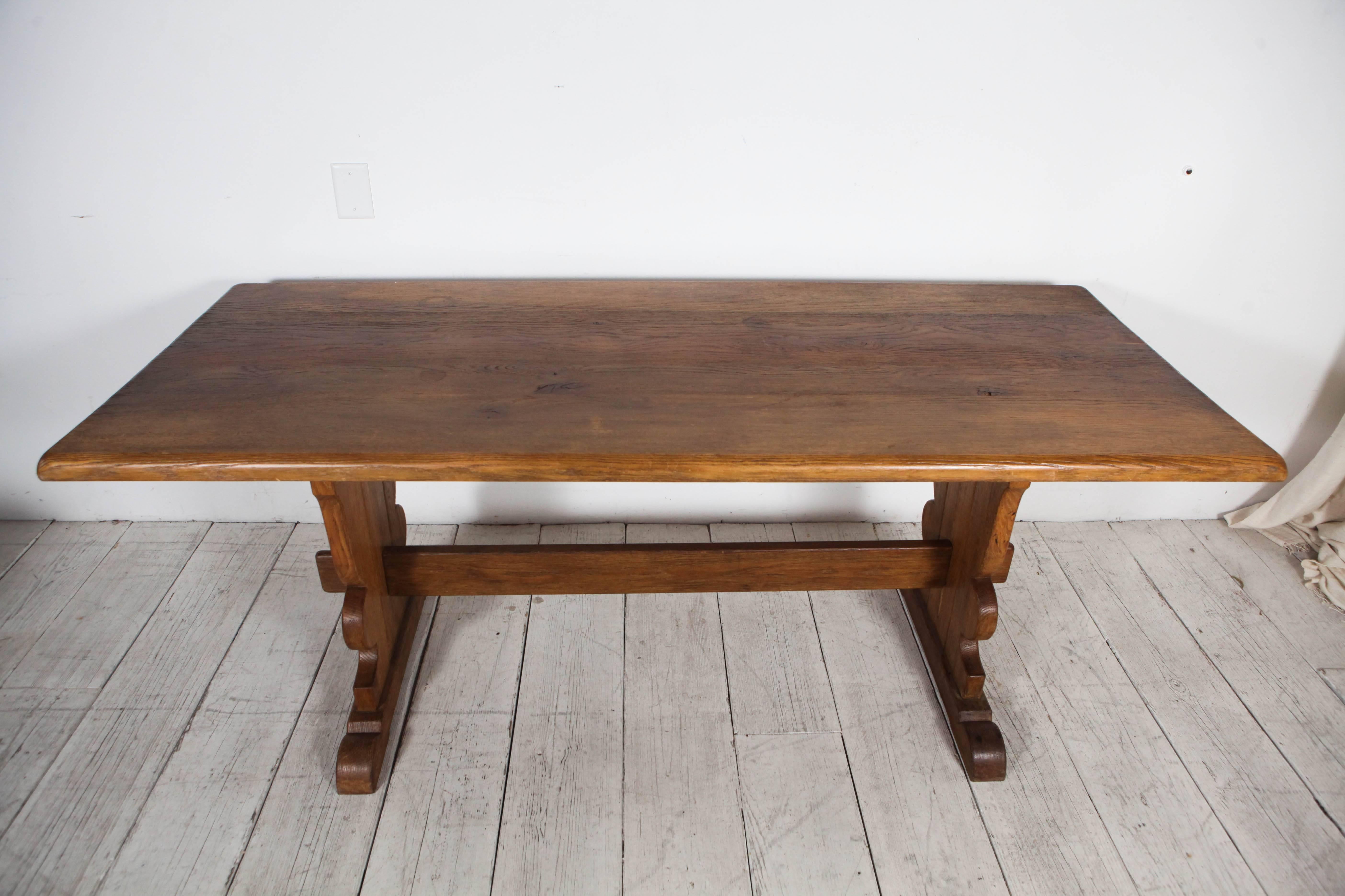 American Vintage Rectangular Wood Trestle Farmhouse Table