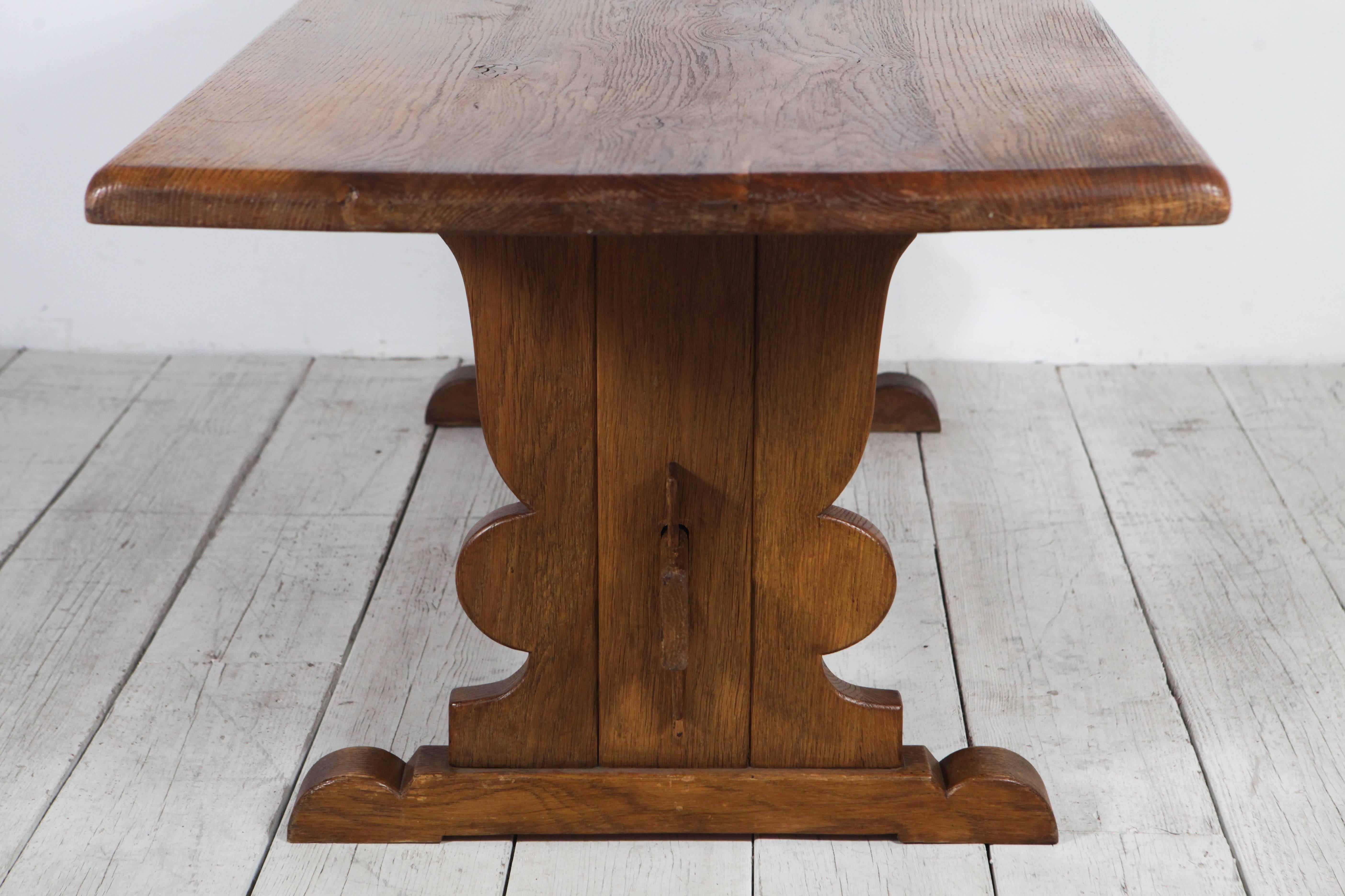 Vintage Rectangular Wood Trestle Farmhouse Table 3