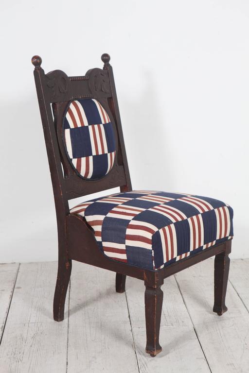 Edwardian Salon Chairs Upholstered in Vintage African Fabric at 1stDibs