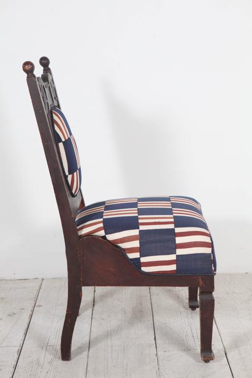 Edwardian Salon Chairs Upholstered in Vintage African Fabric at 1stDibs
