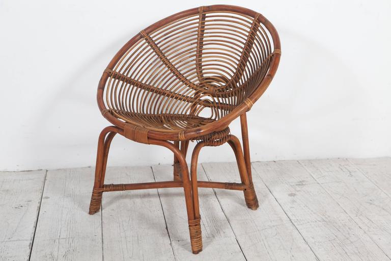 Italian Round Bamboo Lounge Chairs at 1stDibs