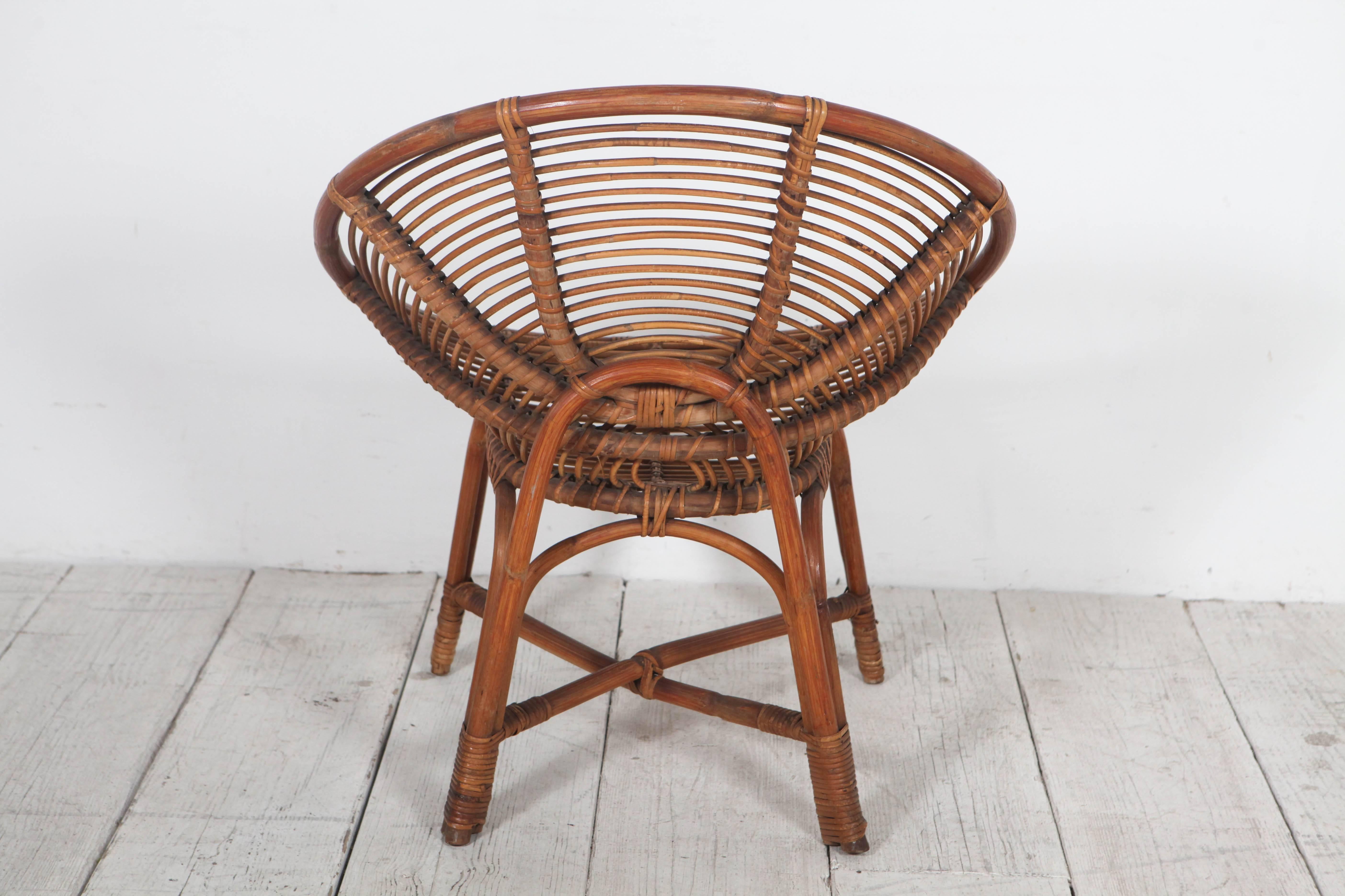 Italian Round Bamboo Lounge Chairs In Good Condition In Los Angeles, CA