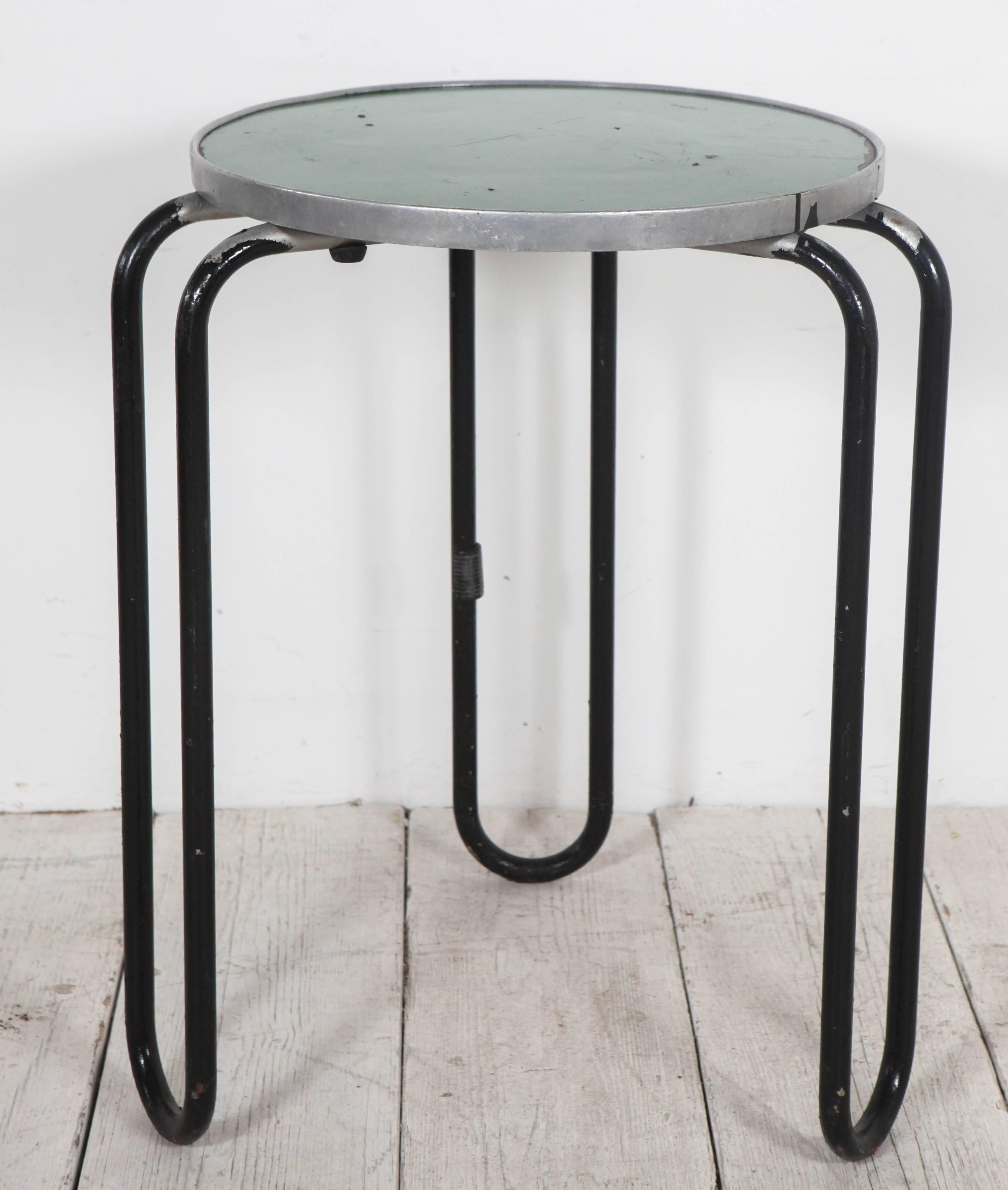 Late 20th Century Vintage Italian Curved Metal Round Tall Occasional or Side Table