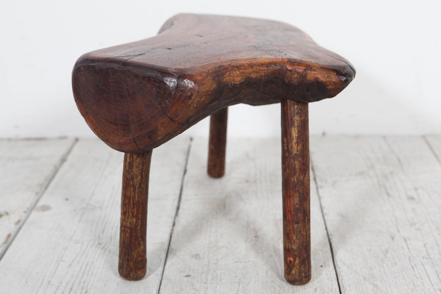 Small Rectangular Organic "Live Edge" Stool at 1stdibs
