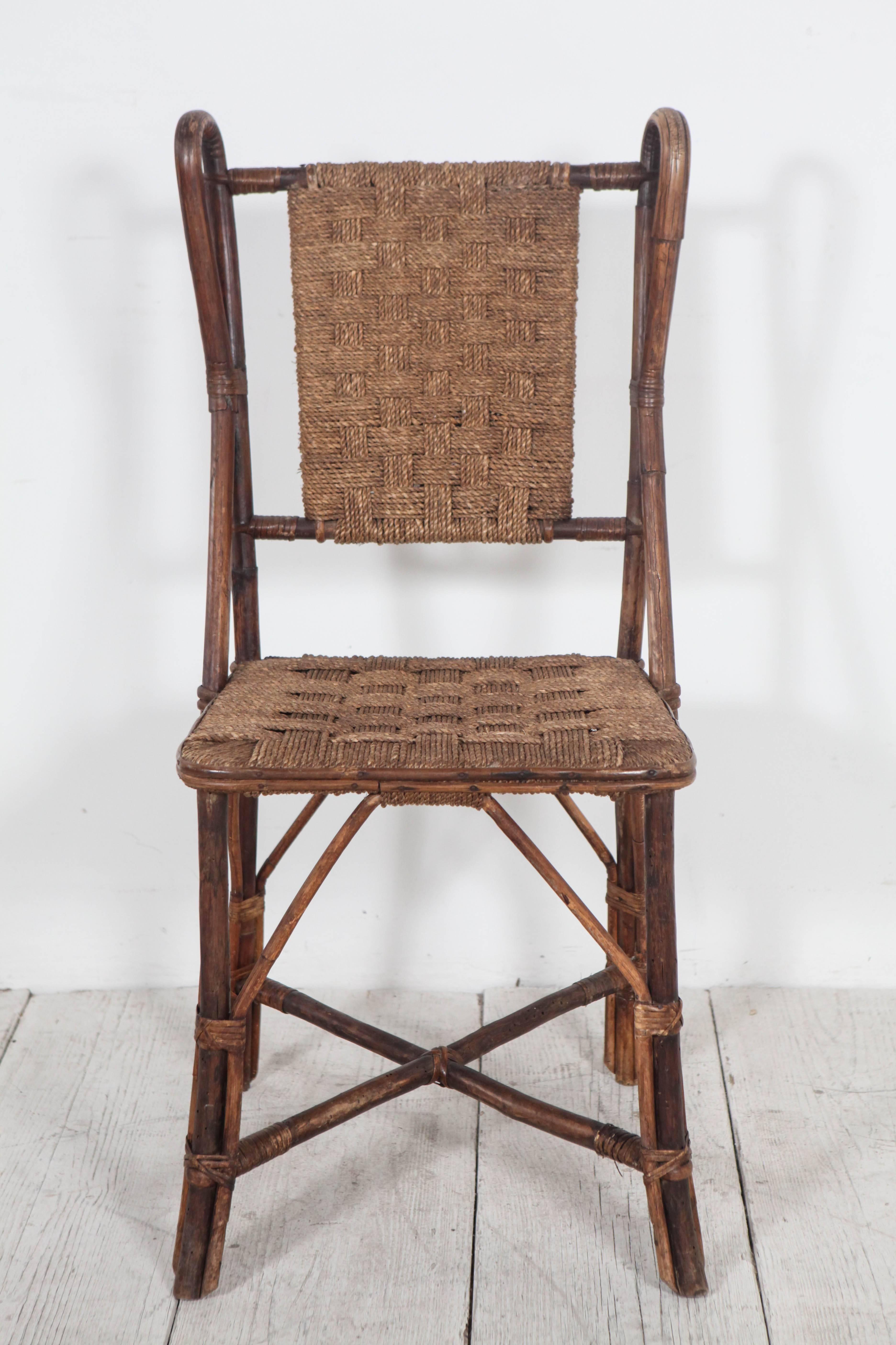 Vintage Italian Wicker and Rush Side Chair In Good Condition In Los Angeles, CA