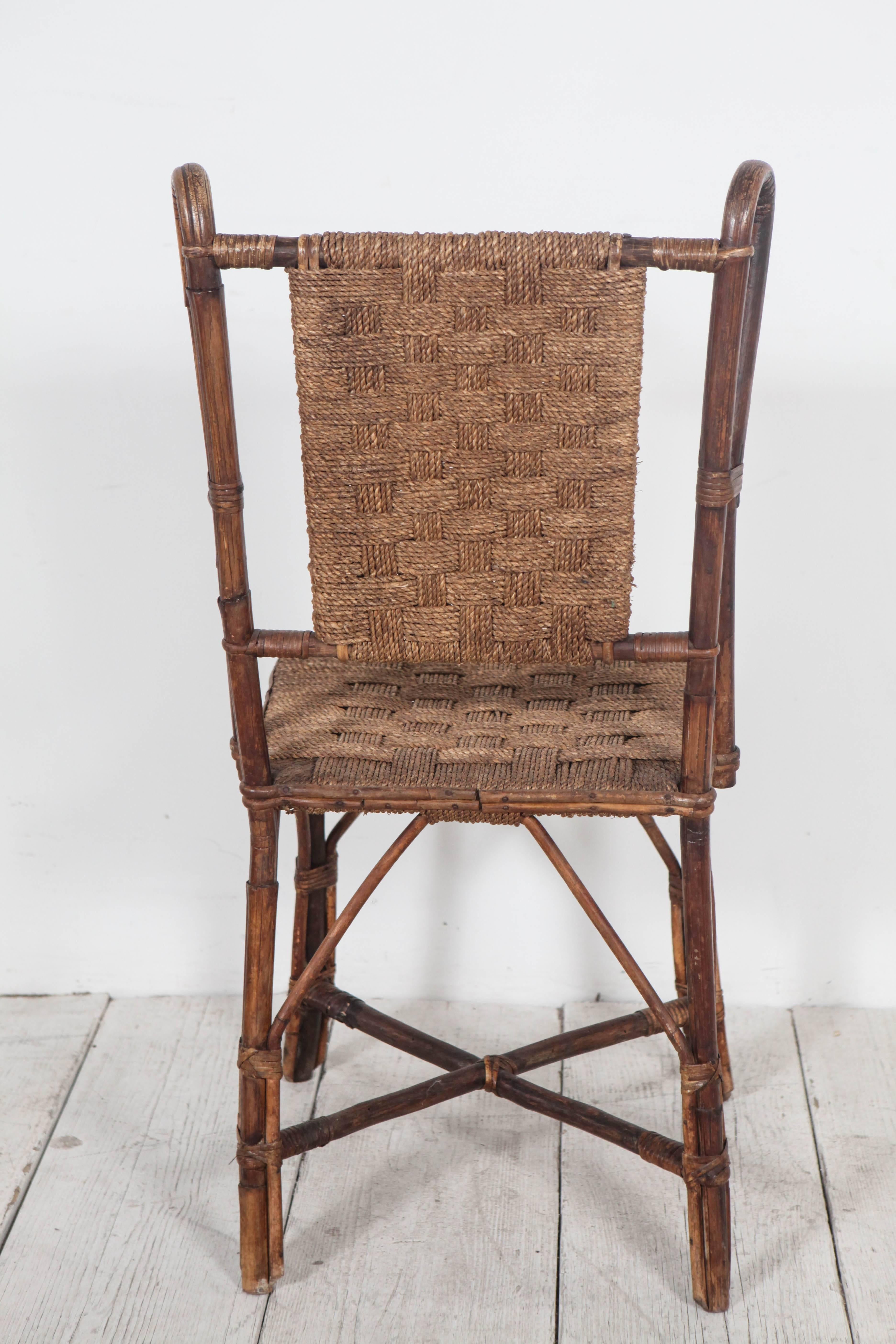 Vintage Italian Wicker and Rush Side Chair 4