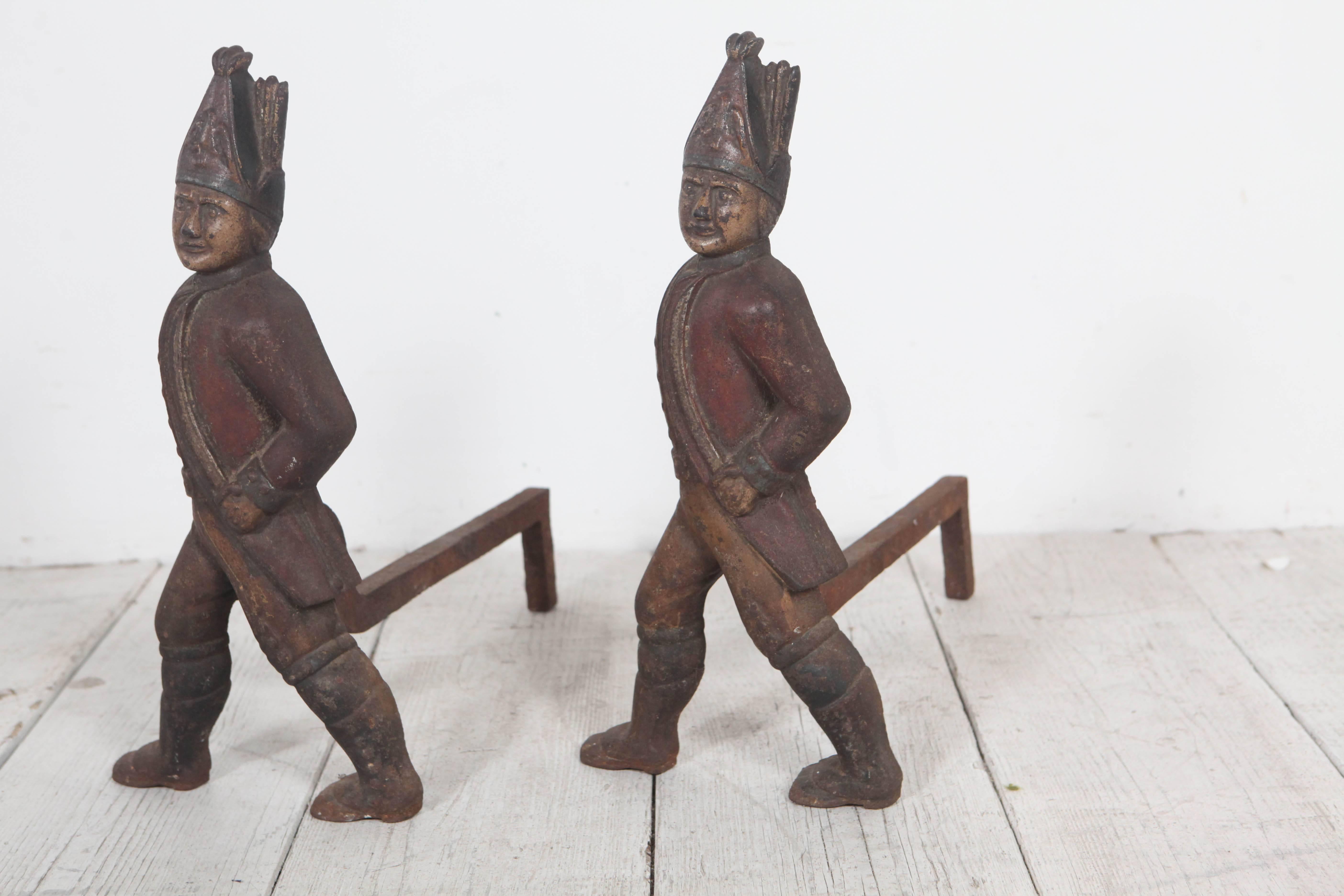 Pair of Hessian Soldier Figural Andirons 1