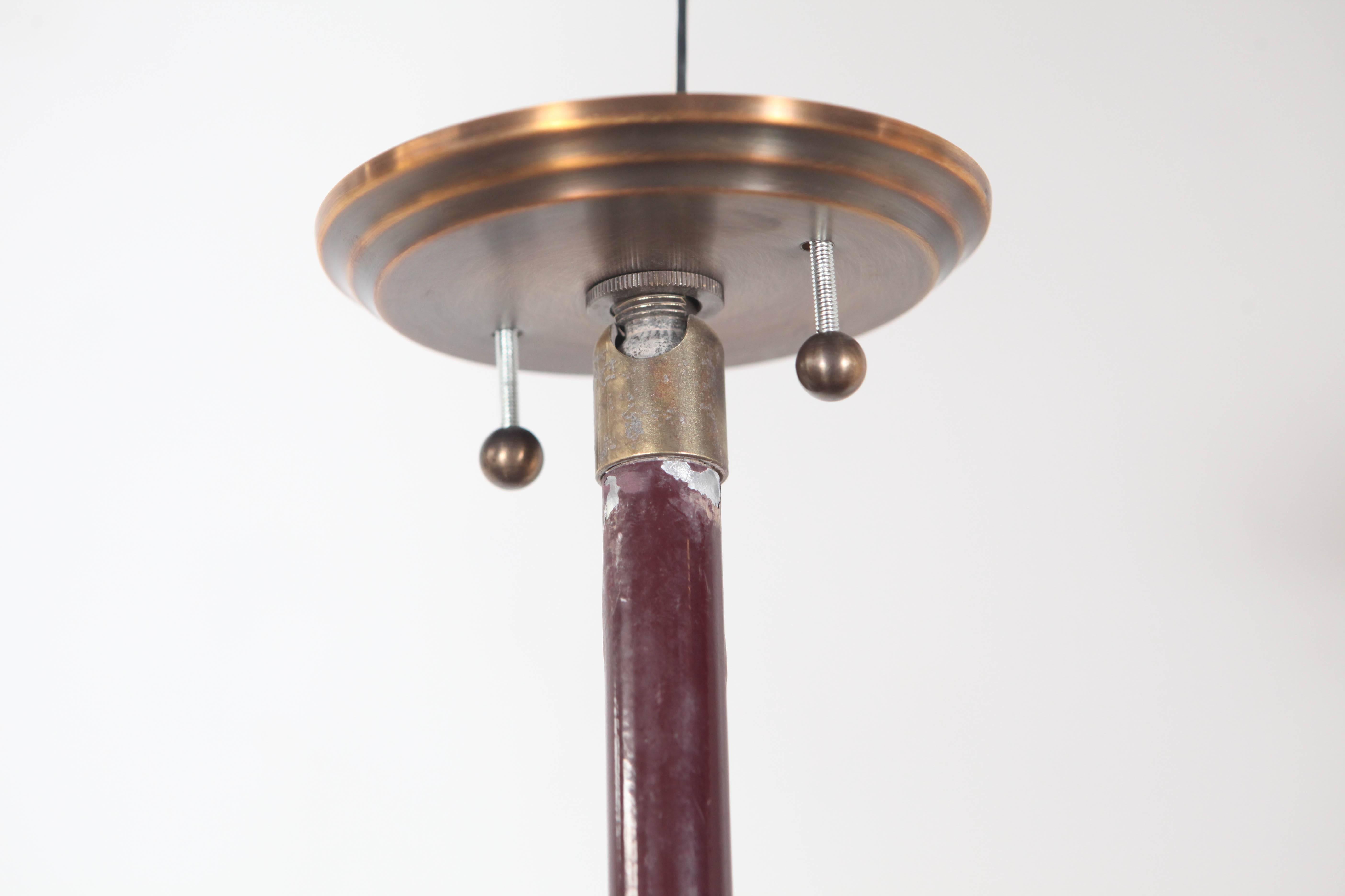 Vintage Metal Burgundy Bell Pendant, One Available 1