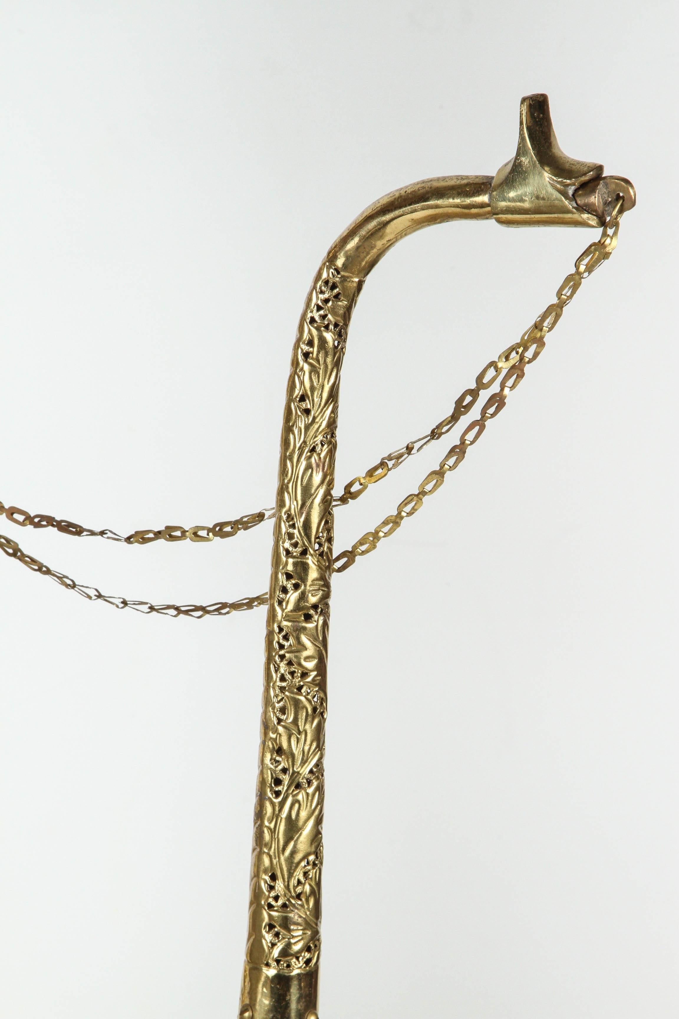 Turkish Oversized Tall Moorish Brass Middle Eastern Ewer Lamp
