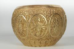 Polished Indo-Persian Brass Hand-Etched Jardiniere