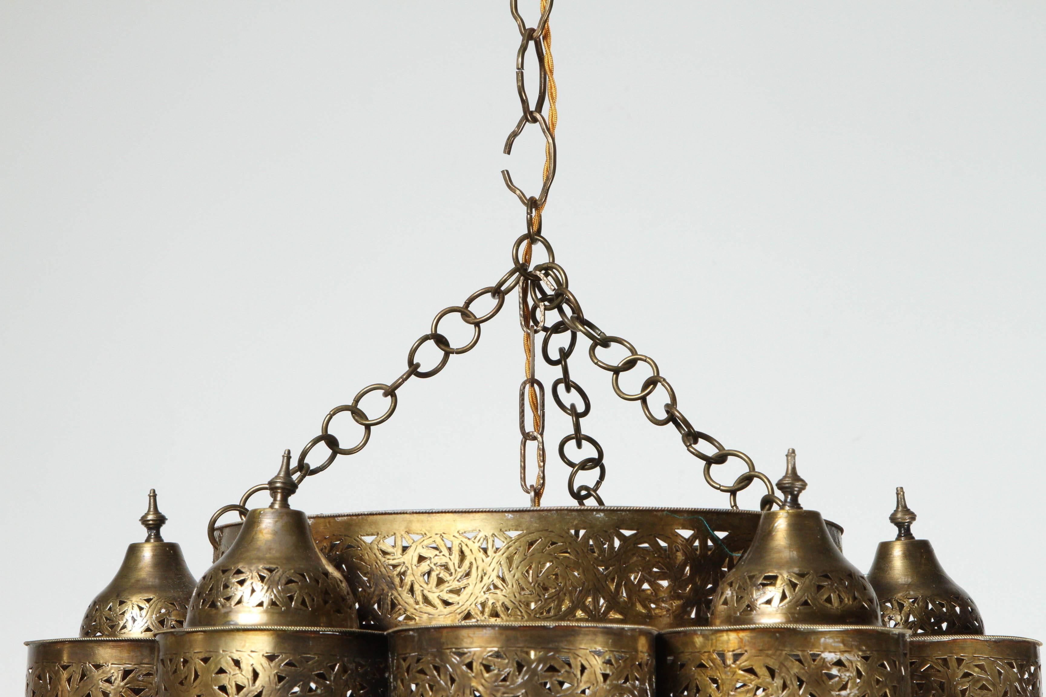 20th Century Brass Moroccan Mosque Chandelier in the Style of Alberto Pinto