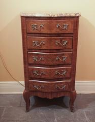 Antique French Rosewood and Mahogany Marble-Top Chest