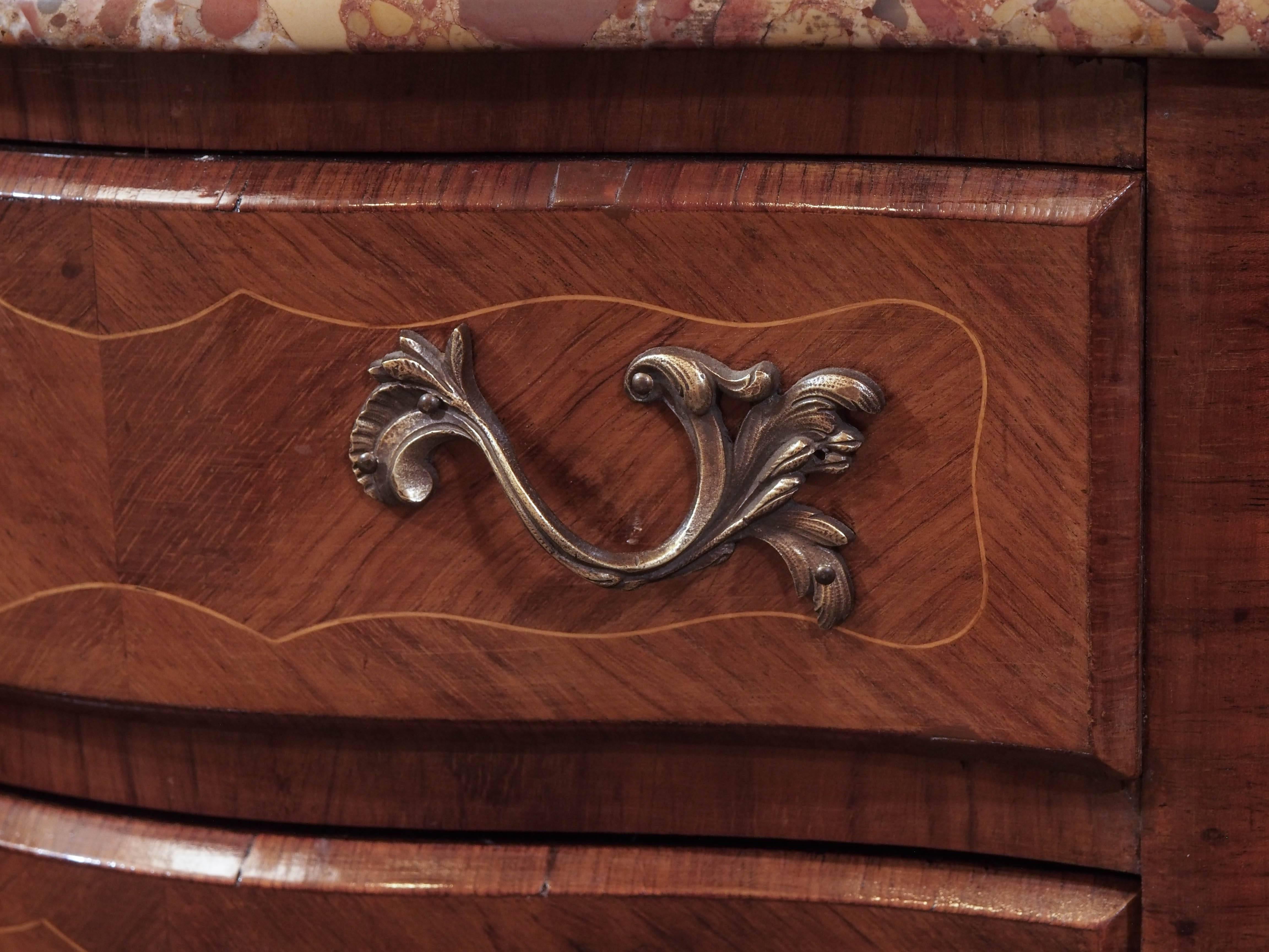Antique French Rosewood and Mahogany Marble-Top Chest In Good Condition For Sale In New Orleans, LA