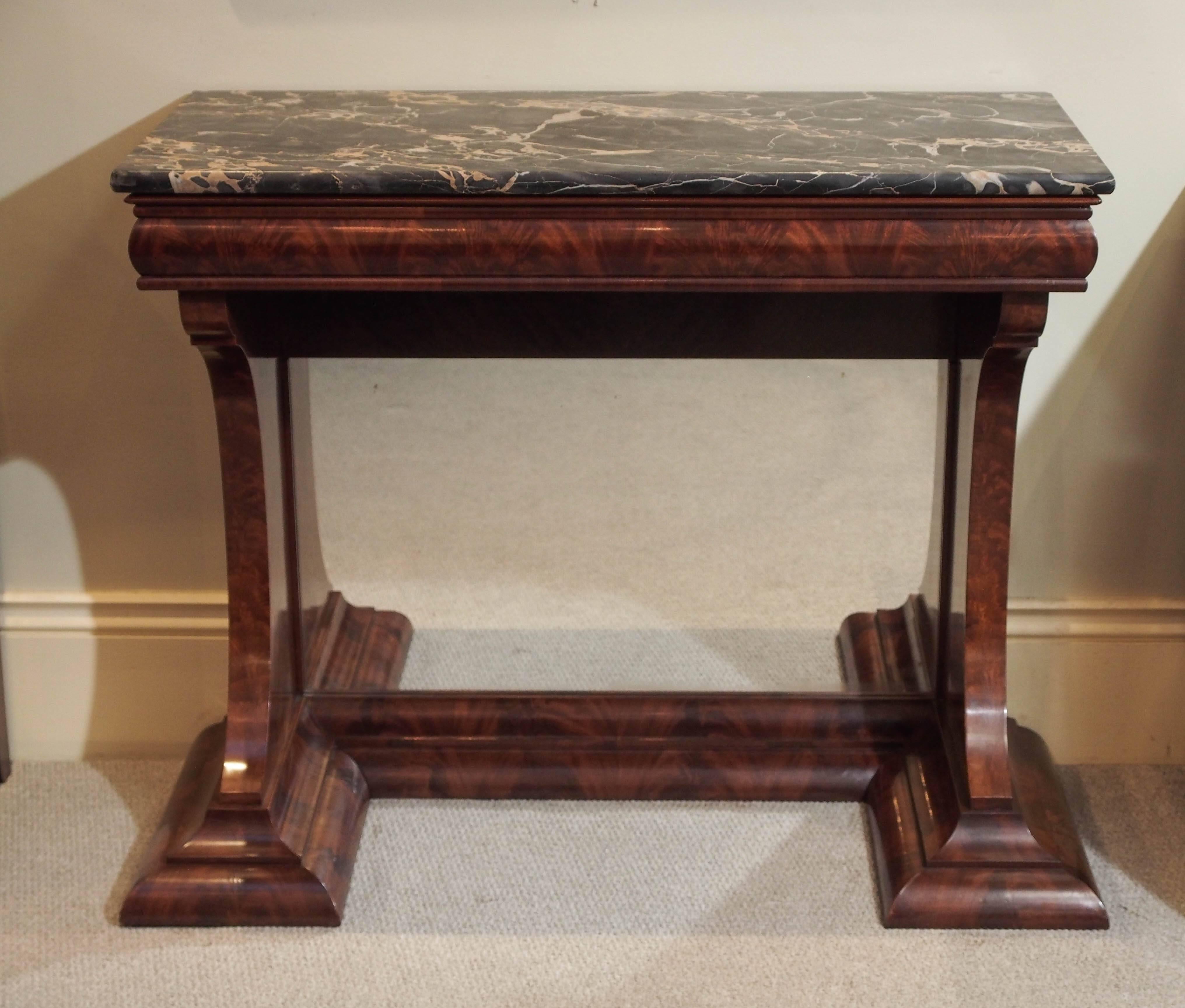 Antique American mahogany pier table with marble top and 