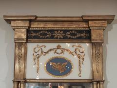 antique American Federal tabernacle mirror with eglomise