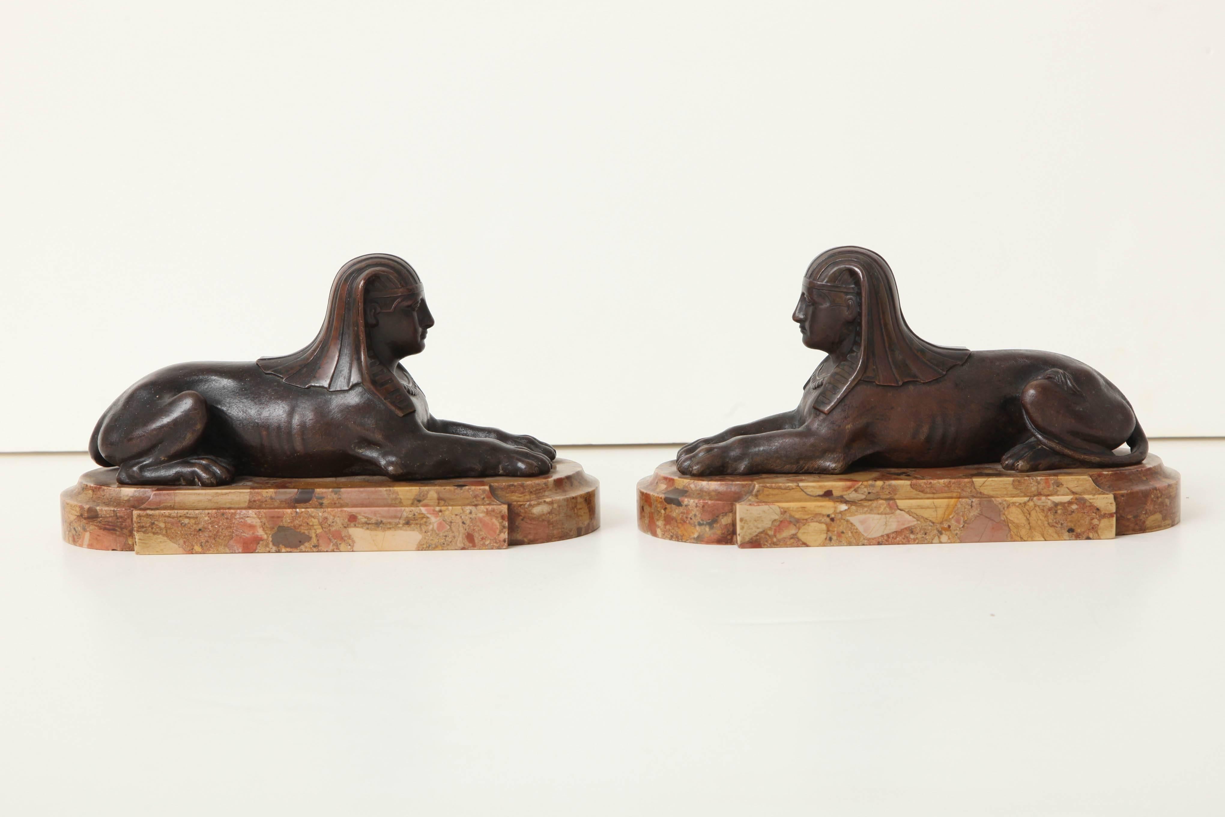 Regency A Pair of Early 19th Century Bronze Sphinxes