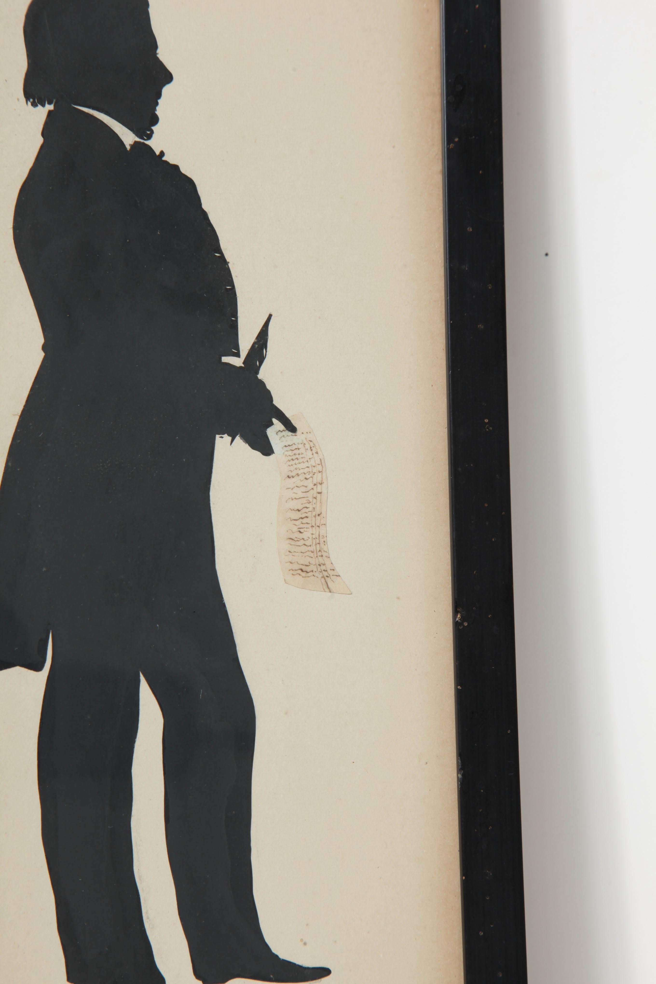 A 19th century cut-paper silhouette by Auguste Edouart  In Good Condition In New York, NY