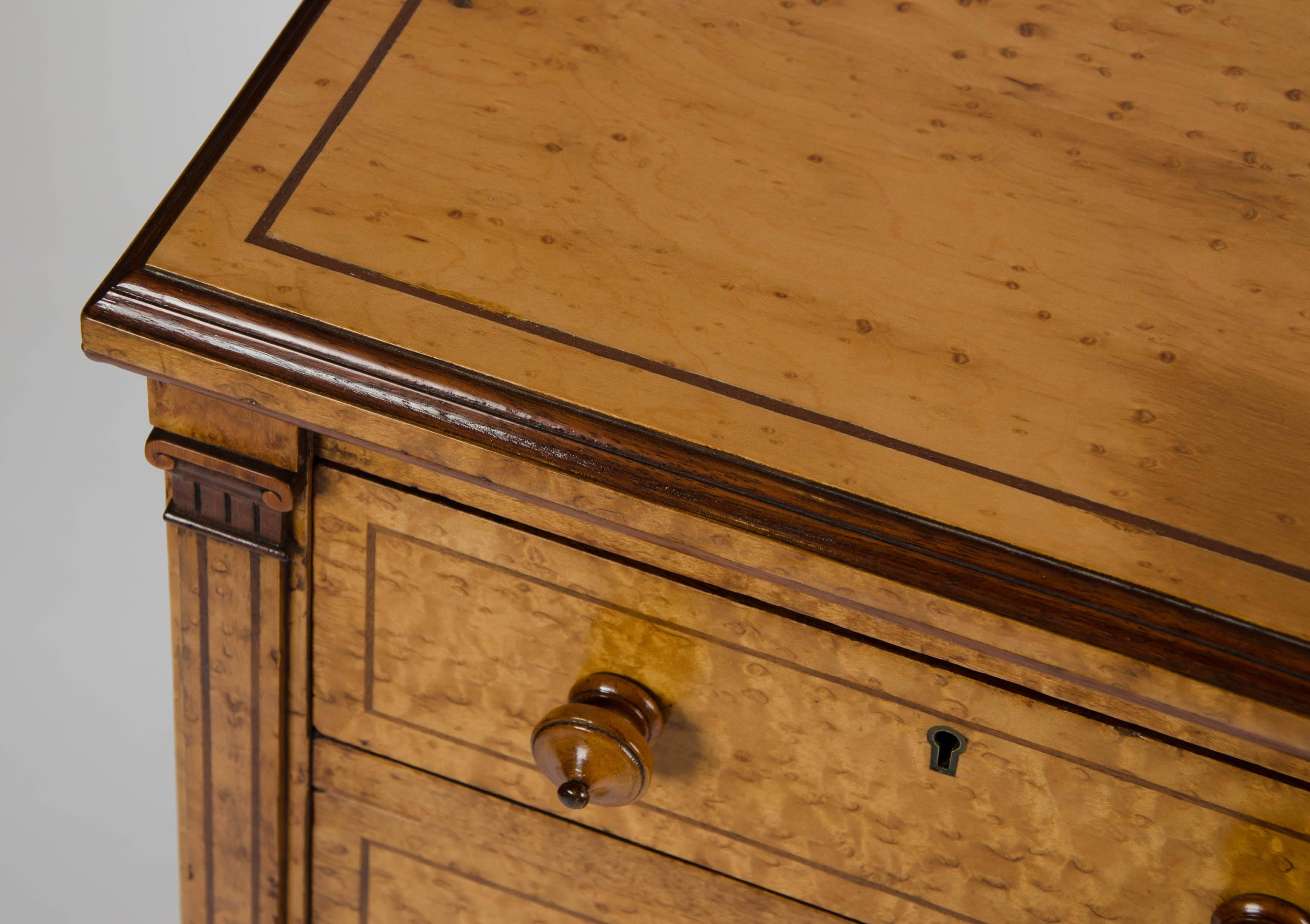 Late 19th Century Pair of 19th Century Bird's-Eye Maple Bedside Chests