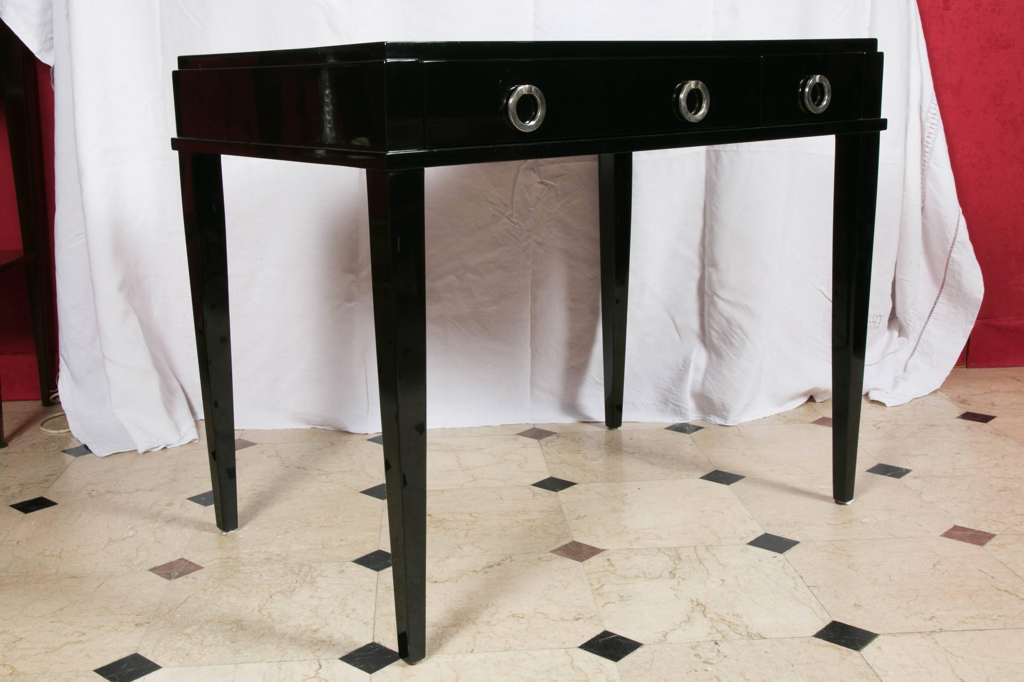 Black Lacquer Art Deco Desk In Good Condition In Saint-Ouen, FR