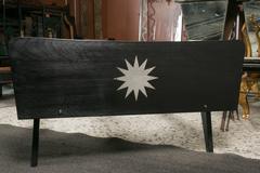 Ebonized Oak Bed with a Chrome Metal Star