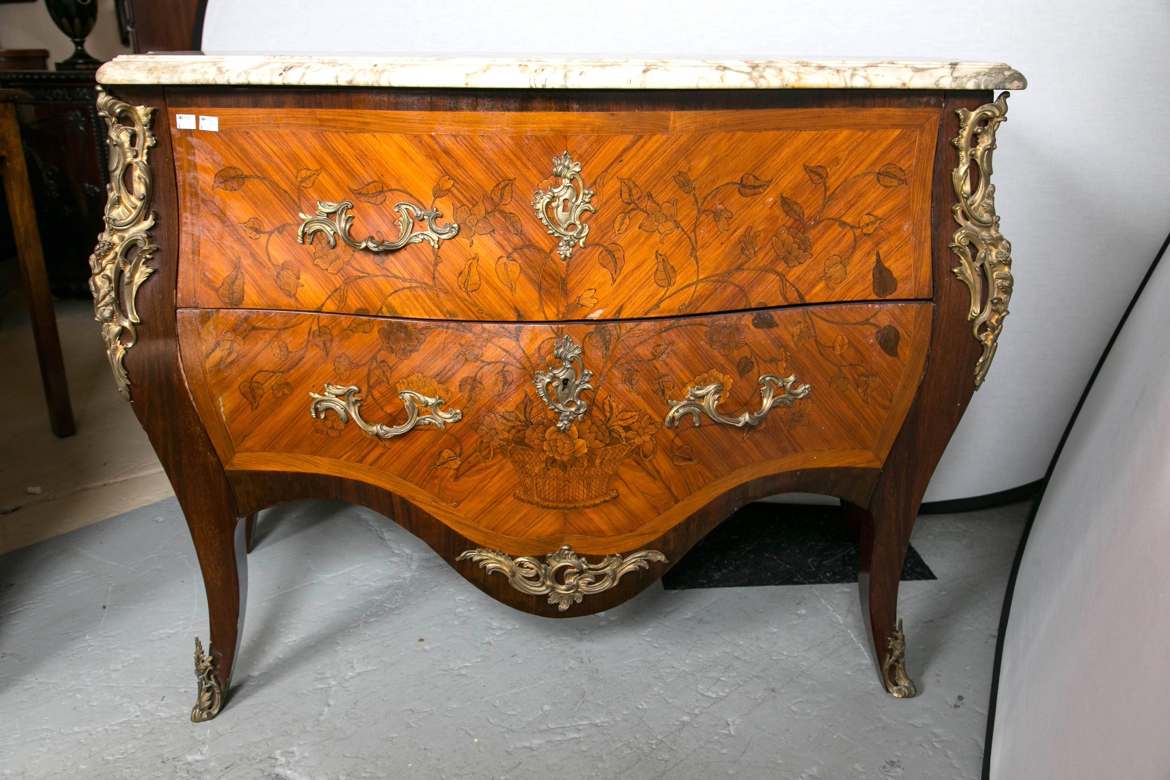 19th Century Bombe Signed Marble-Top Commode In Good Condition In Stamford, CT
