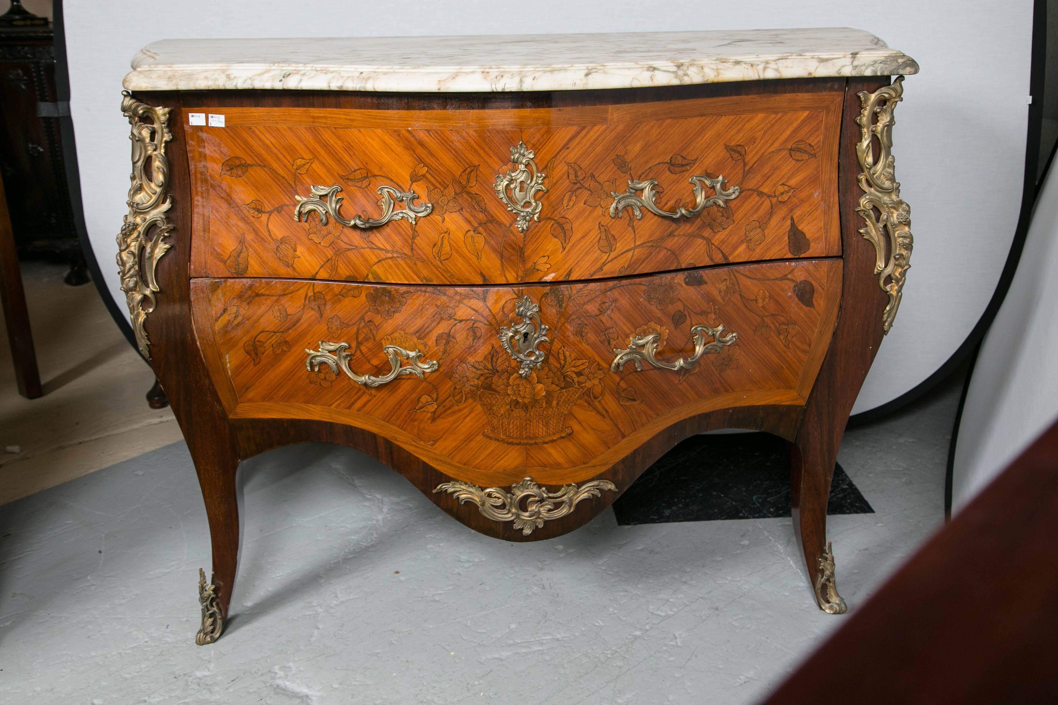 19th Century Bombe Signed Marble-Top Commode 2