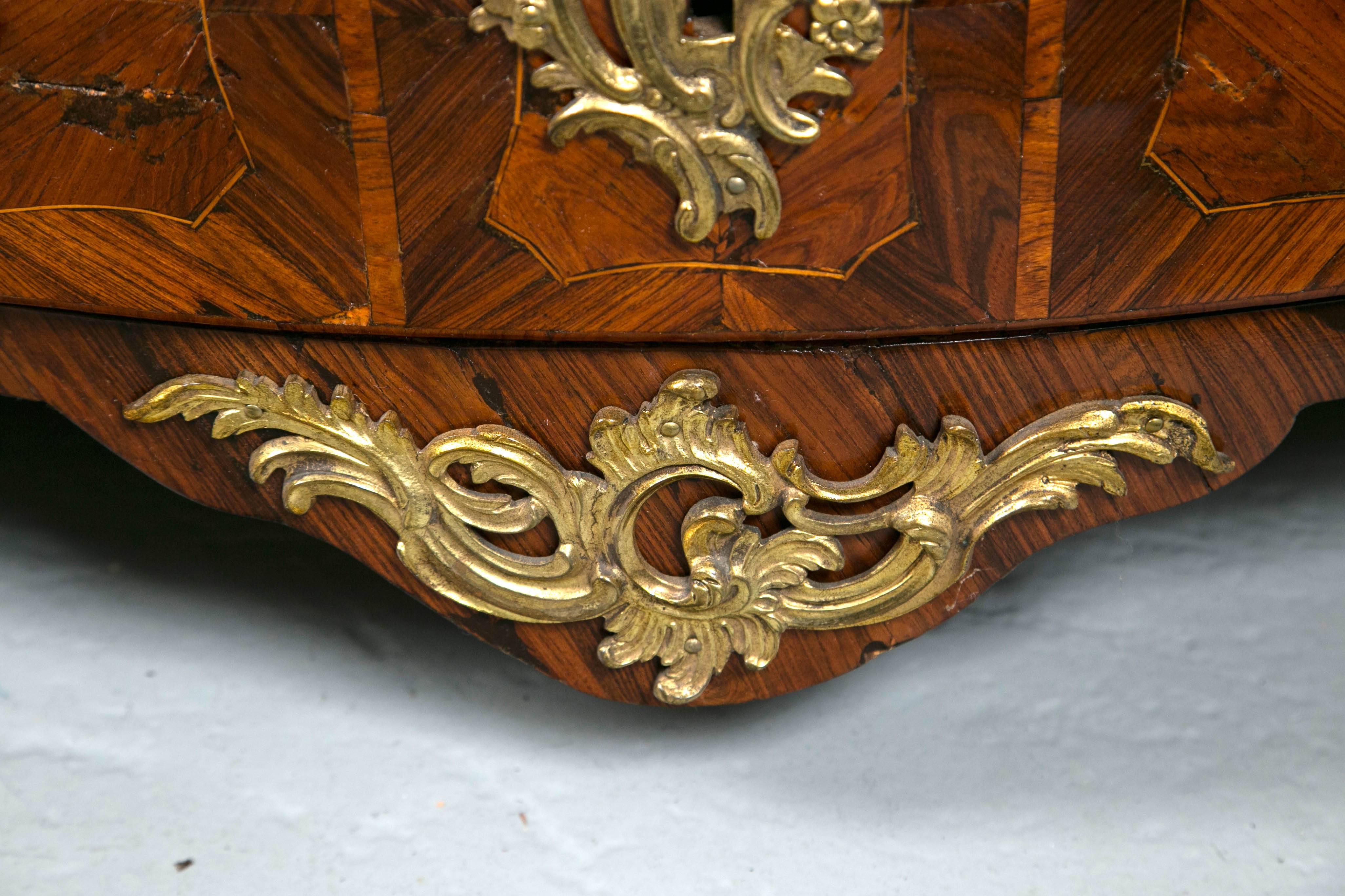 18thC Marble-Top Regence Commode Signed L. Dumay Heavily Bronze Mounted 3 Drawer 2