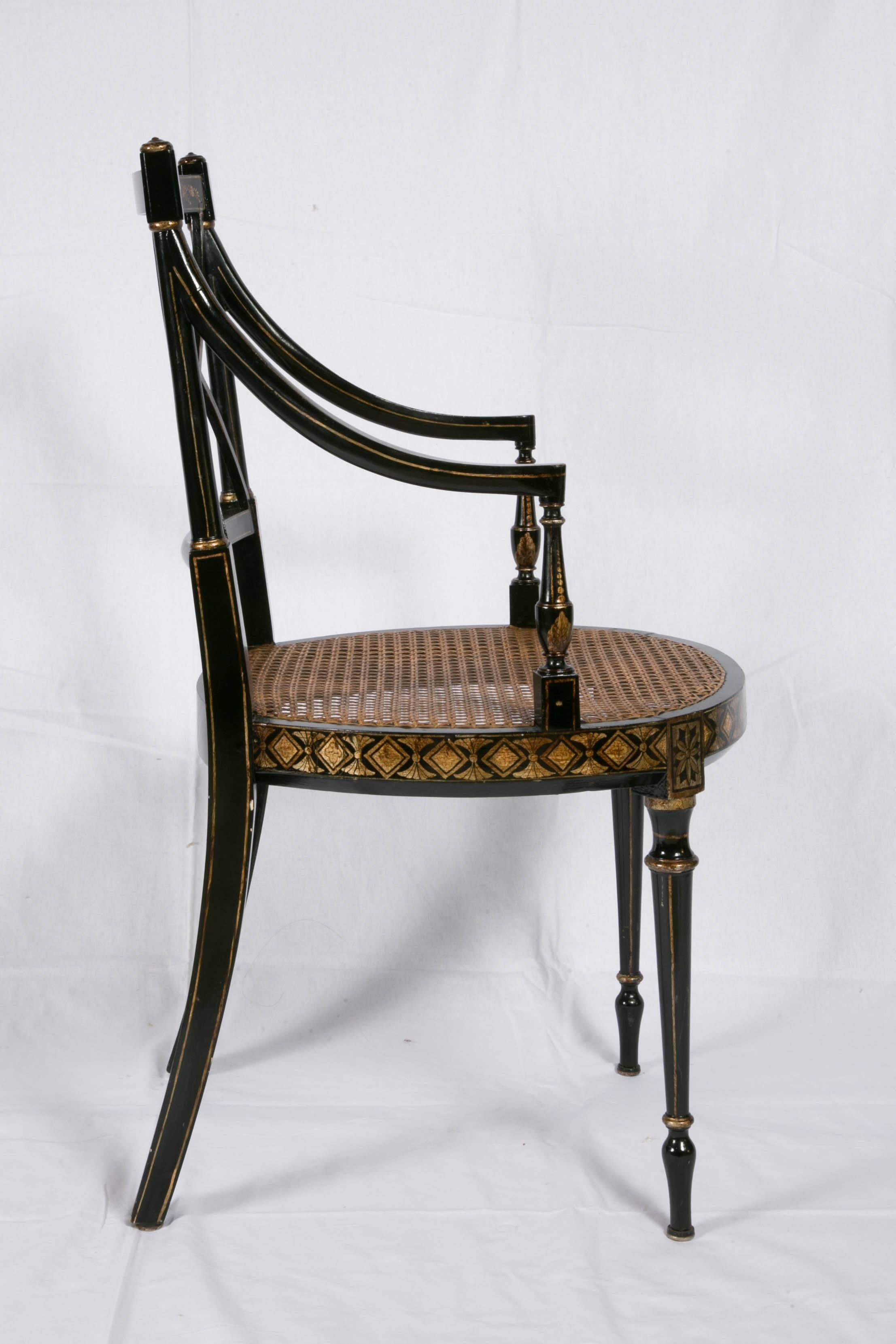 Cane Set of Eight English 19th Century Armchairs