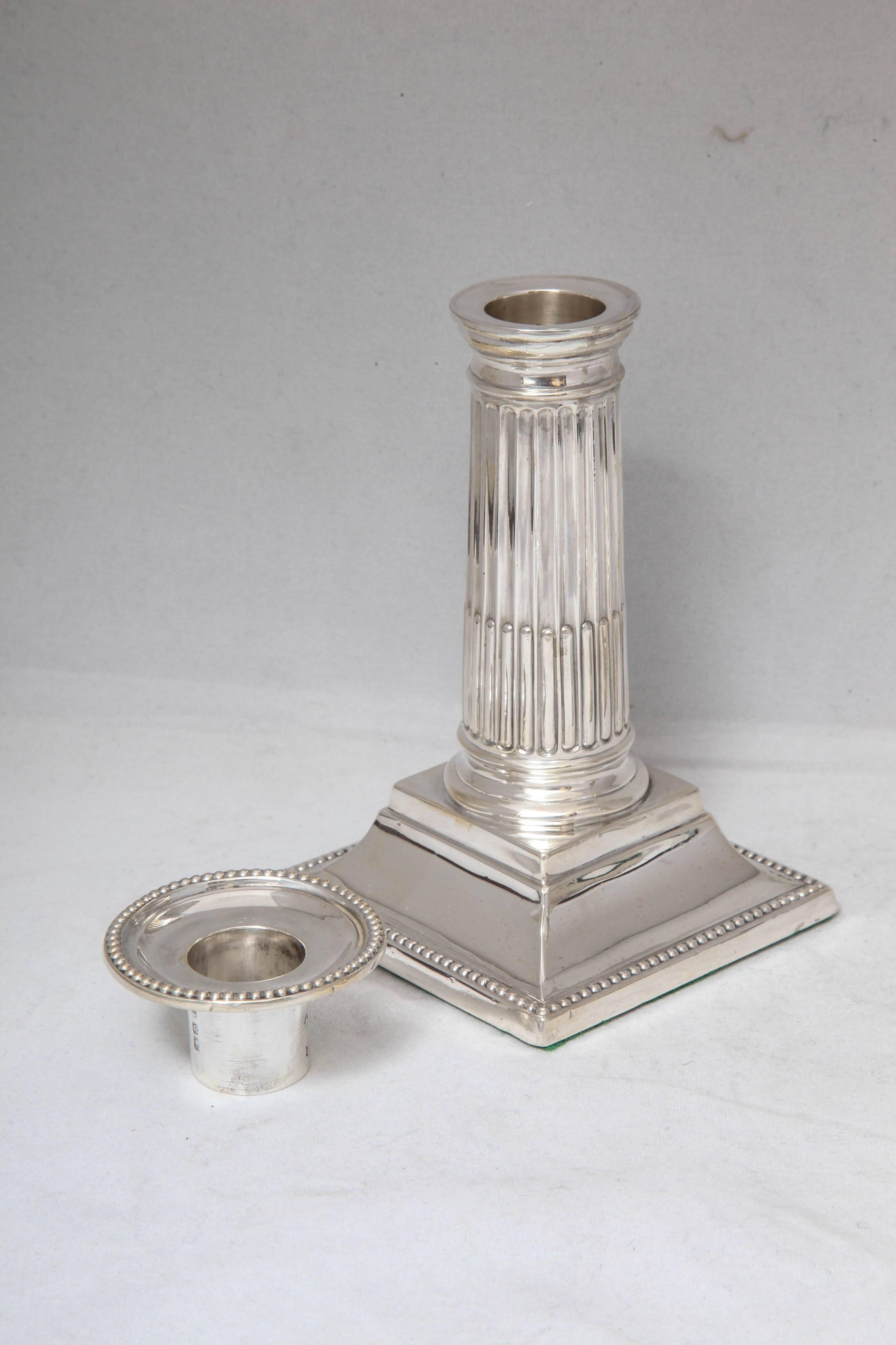 Great Britain (UK) Pair of Victorian Sterling Silver Column Form Candlesticks